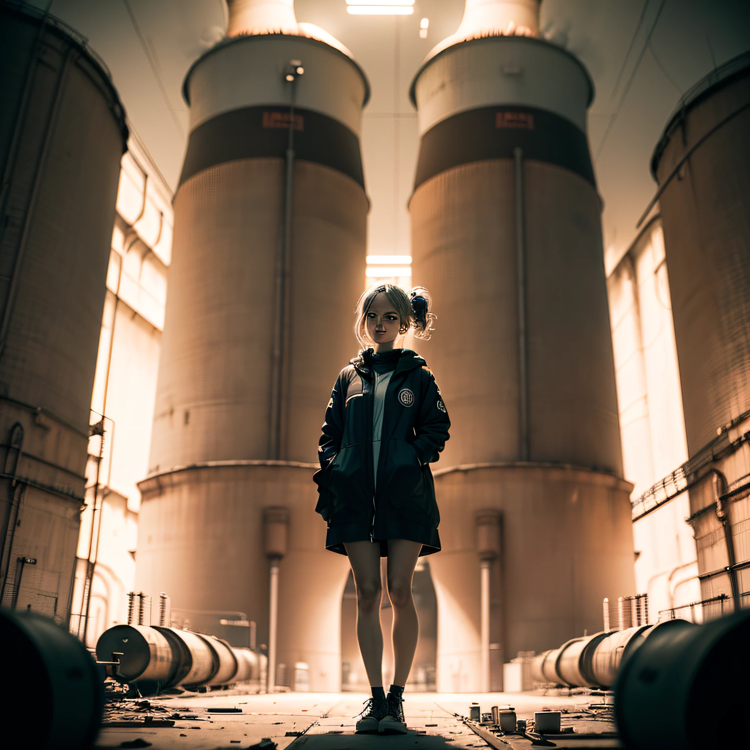 (masterpiece, best_quality, beautiful girl in a Nuclear Power Station:1.4) full body portrait of a fairy doing drugs, standing, full body shot, dirtcore, junkpunk, in the style of tony diterlizzi, sepia black and white color gradient, cinematic light, (sharp focus:1.6), highly detailed, ultra realistic, 8k
