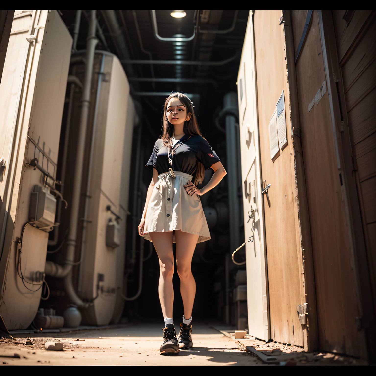 (masterpiece, best_quality, 1girl in a Nuclear Power Station:1.4), full body portrait of a fairy doing drugs, standing, ugly, tired, (perfect face:1.2), full body shot, dirtcore, worn out, junkpunk, in the style of tony diterlizzi, sepia:1.6, black and white, color gradient, cinematic light, (sharp focus:1.6), highly detailed, ultra realistic, 8k