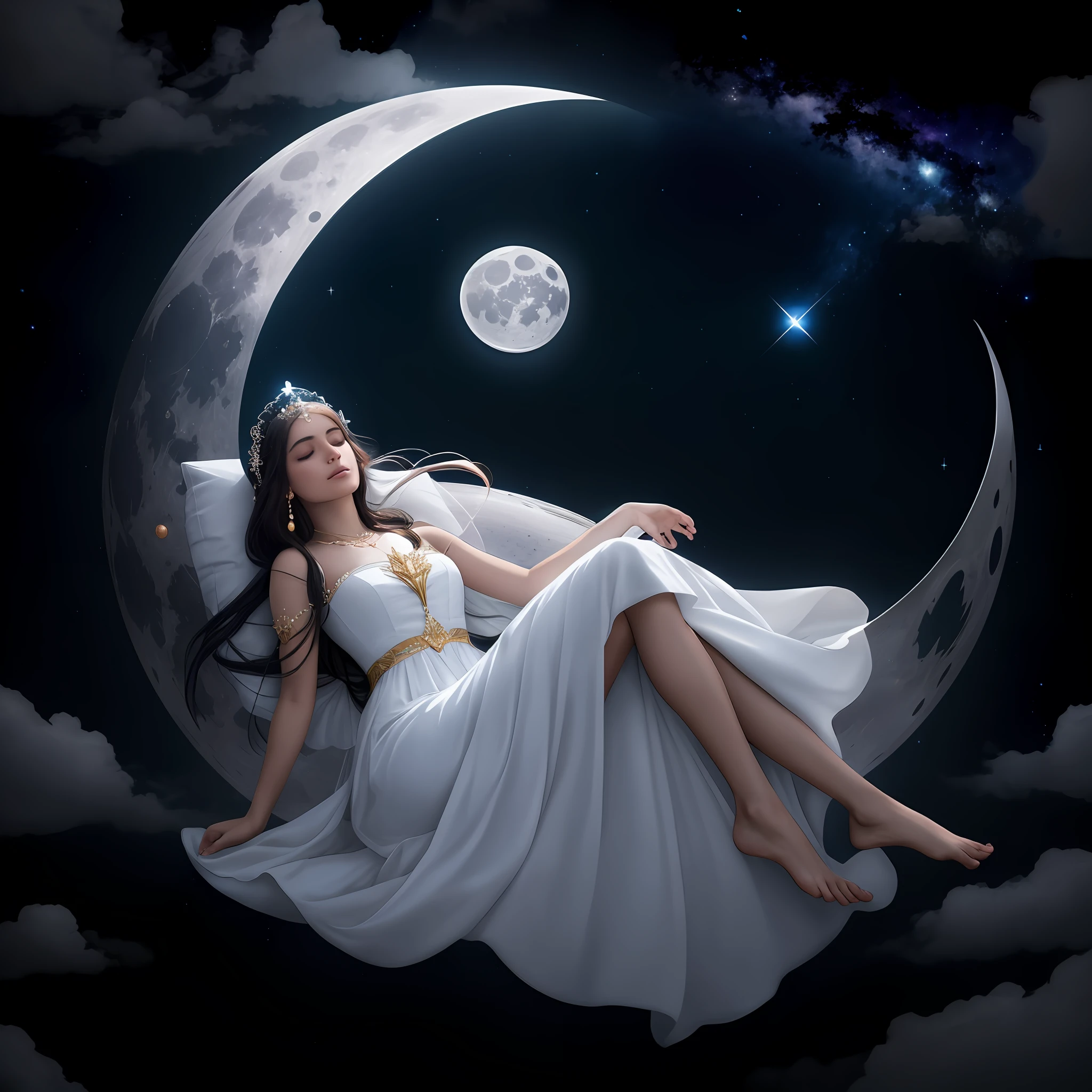 "Generar varias estrellas grandes y chicas brillantes en el cielo nocturno."
