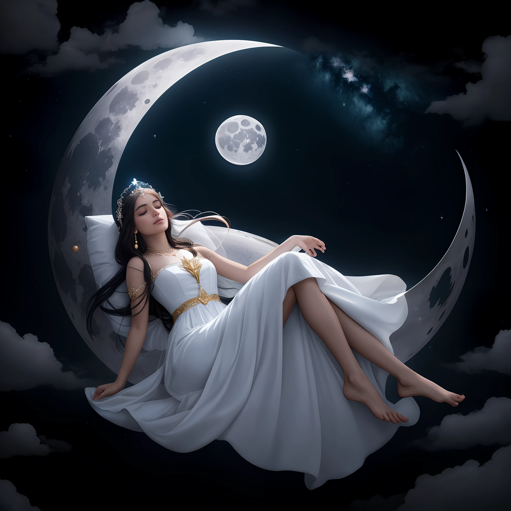 "Generar varias estrellas grandes y chicas brillantes en el cielo nocturno."