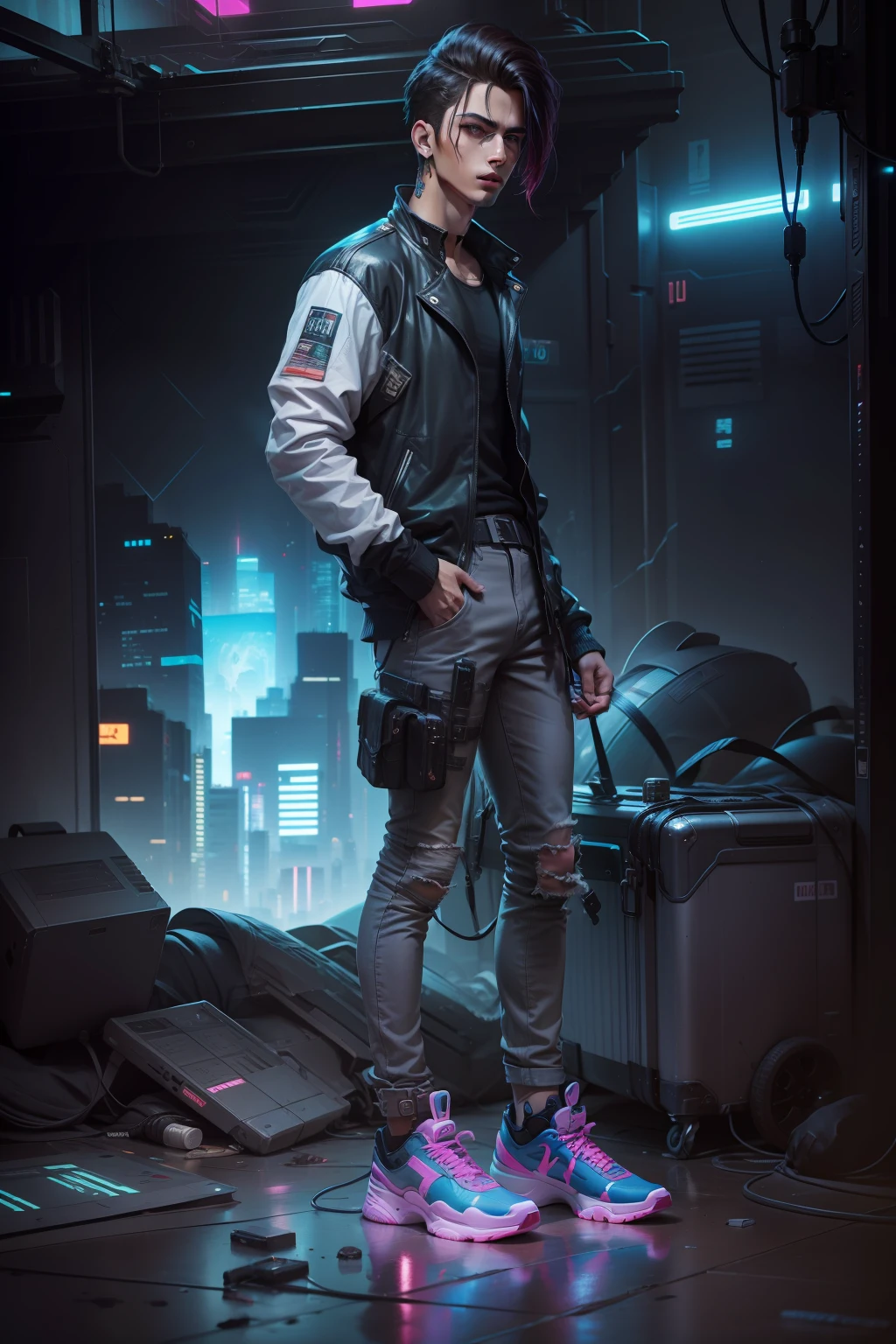 Aesthetic background cyberpunk handsome boy realistic face ultra realistic 10k ultra