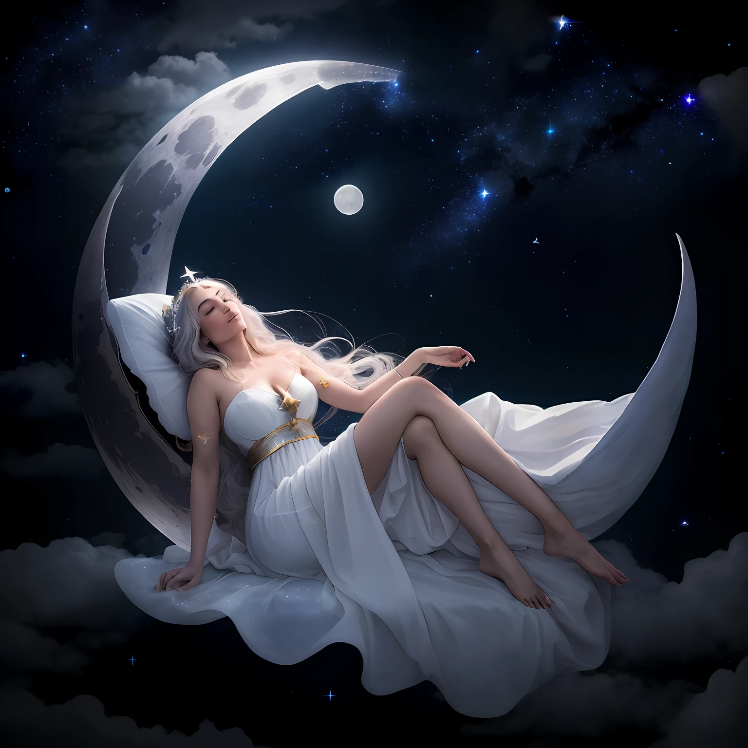 Generate ((With several bright stars in the night sky)))."