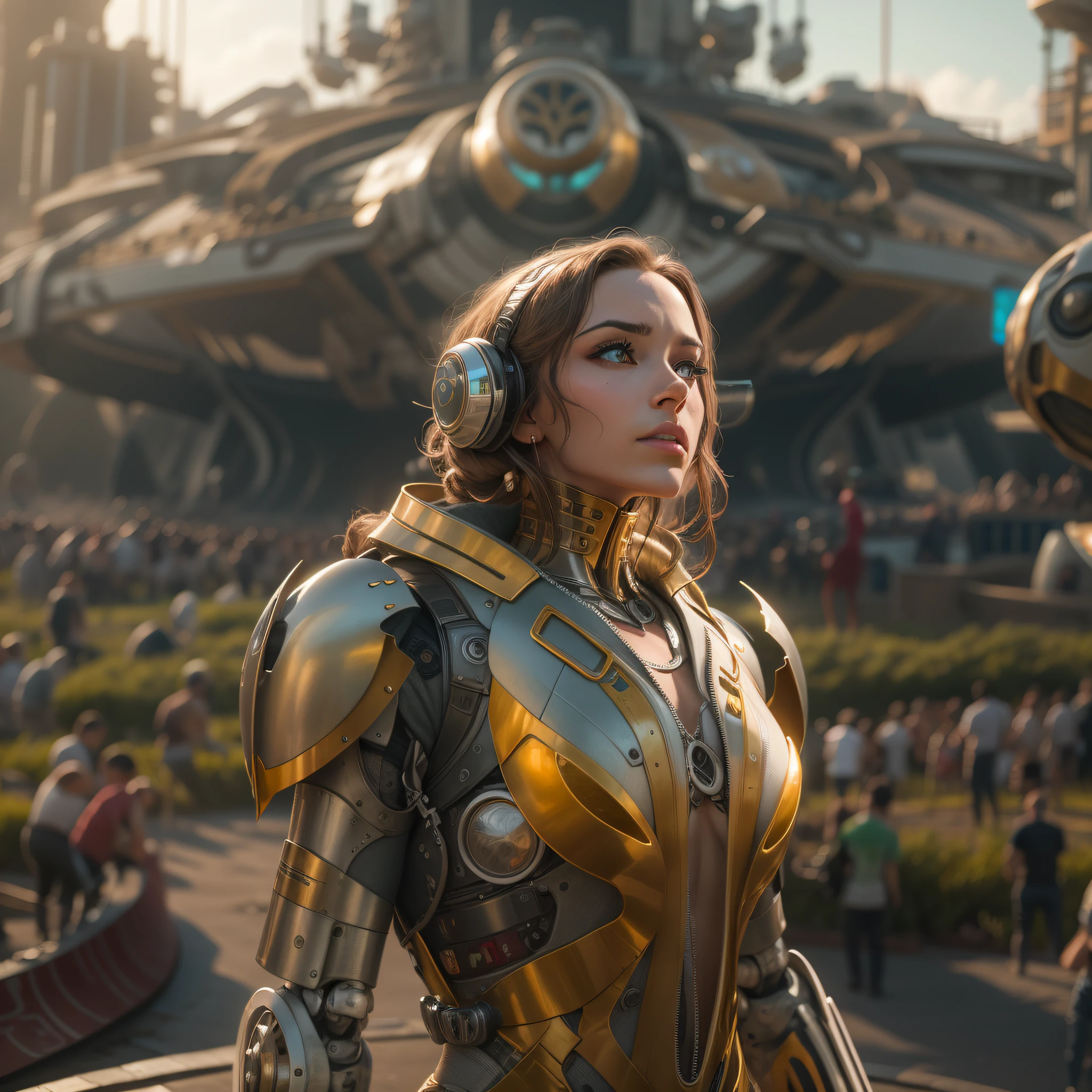basado_en_la_pelicula_tomorrowland__mujer_cyborg__mitad_robot_en_tomorrowlan_observando_los_inmensos_edificios_de_fantasia_color_plata__oro.