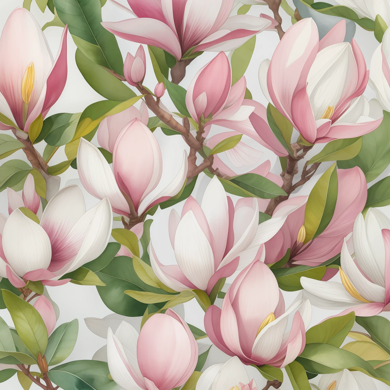 watercolor magnolia flowers and leaves, Magnolias, Magnolia large leaves and stems, leaves and stems of magnolia, magnolia, elementos florais, magnolia stems, botanic watercolors, flor, botanico, Elementos da Natureza, botanical illustration, Flores elegantes, botanicals, botanical art, 🌸 🌼 💮, botanical art, Aquarelas de alta qualidade, Magnolia Goliath Head Ornaments, muitos elementos
