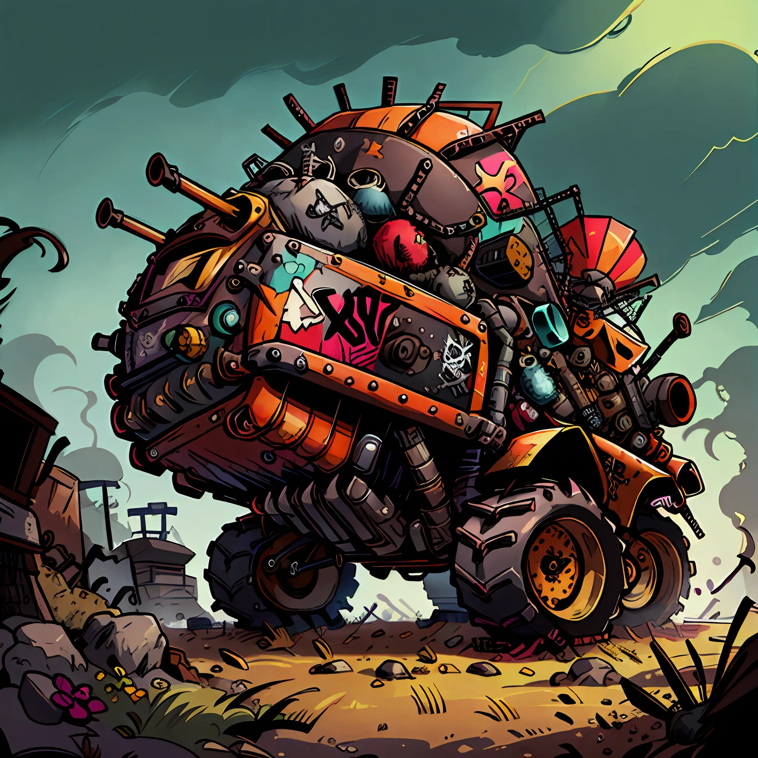 PunkPunkAI 
combine harvester  , cluttered environment