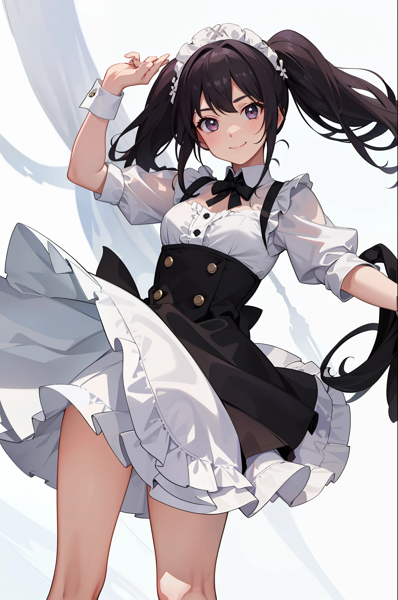 1girl in、A smile、A delightful、skirt by the、(small tits)Chilarism、doress、pinafore,,,,,,、Maids,,,,,,,,、hair adornments、movement、