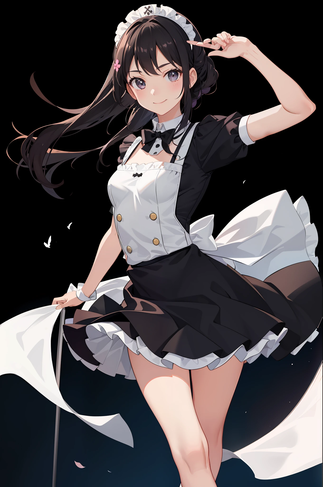 1girl in、A smile、A delightful、skirt by the、(small tits)Chilarism、doress、pinafore,,,,,,、Maids,,,,,,,,、hair adornments、movement、