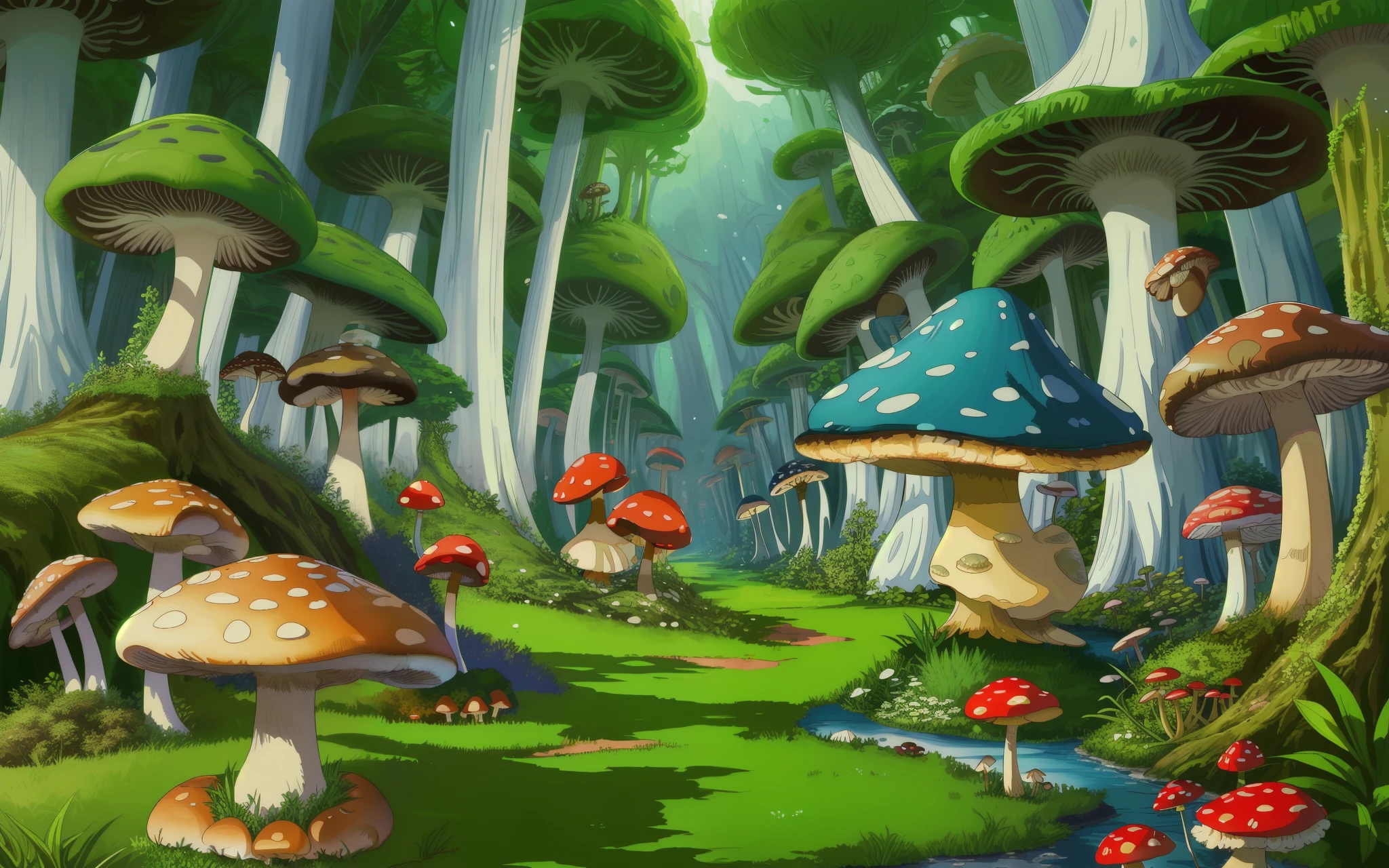 (sfv,Premium mushrooms)borgar,rete(Mushroom forest),(the ultra-detailed)digital fantasy art,Mushrooms are everywhere,Unique mushroom shape(magical)Casa.