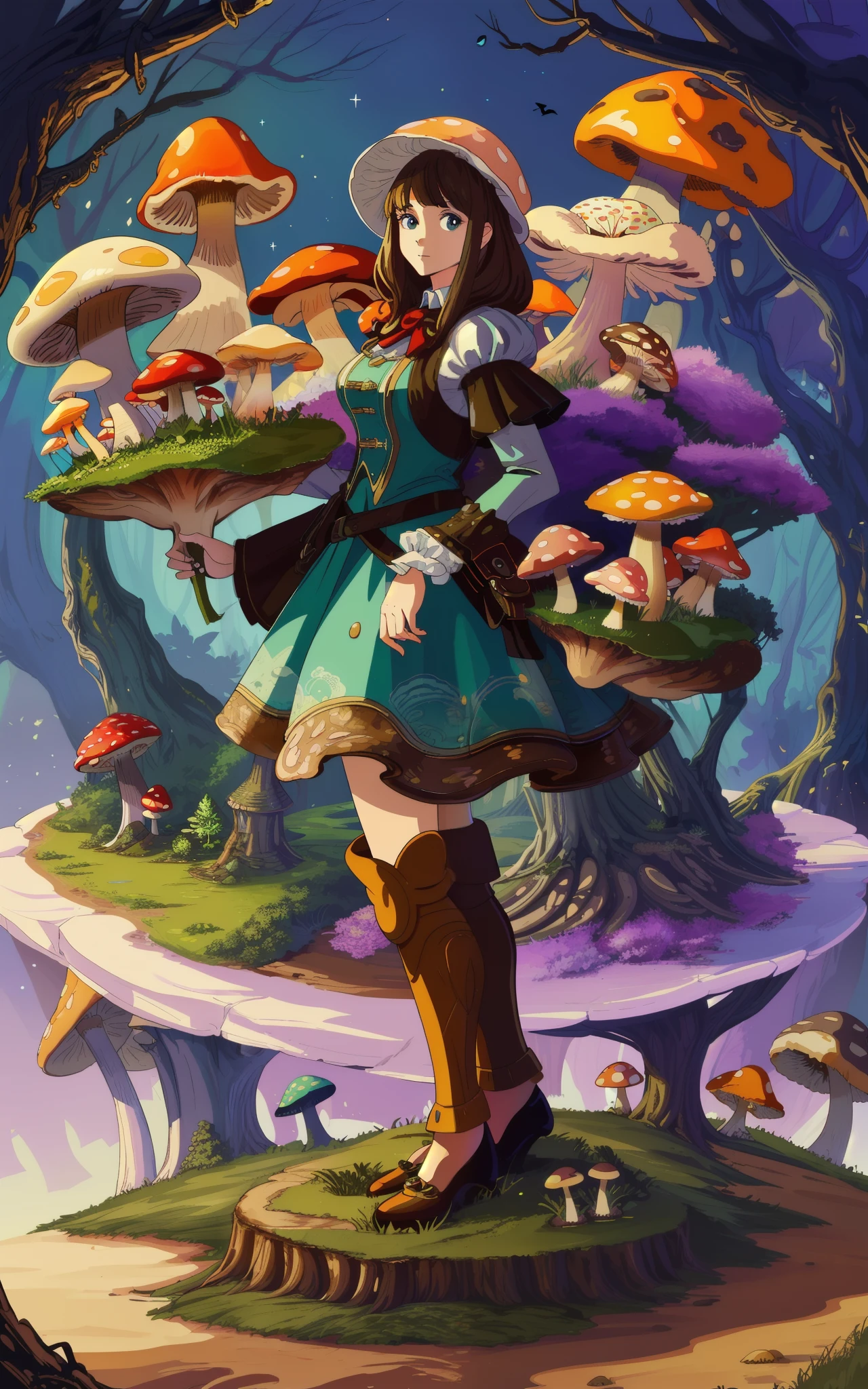 (sfv,Premium mushrooms)borgar,rete(Mushroom forest)，(the ultra-detailed)digital fantasy art,Mushrooms are everywhere，Unique mushroom shape(magical)Casa.