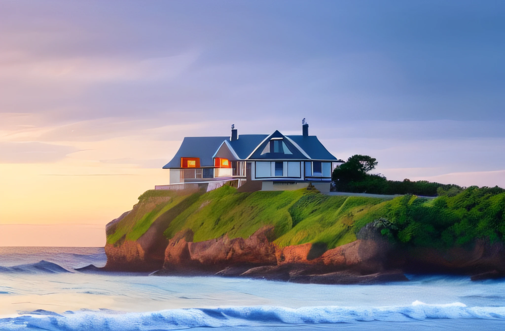 Landscape with house and wild beach, lost on the ocean shore (чрезвычайно подробные wallpaper CG Unity 8k), The most beautiful works of art in the world, Professional majestic photography, Complex, higly detailed, sharp-focus, placatory, Photorealistic art of cinema