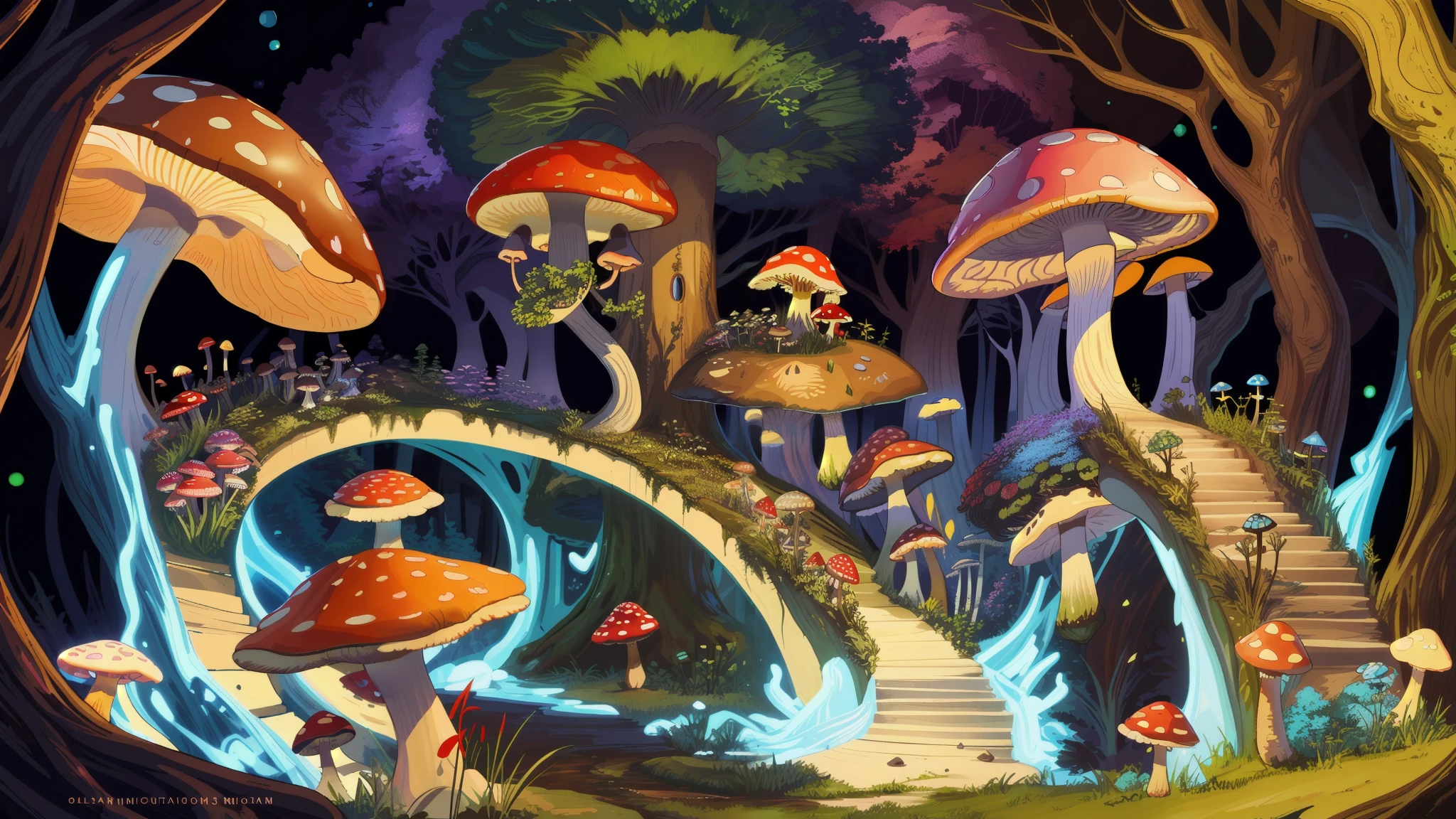 (sfv,Premium mushrooms)borgar,rete(Mushroom forest)，(the ultra-detailed)digital fantasy art,Mushrooms are everywhere，Unique mushroom shape(magical)Casa.