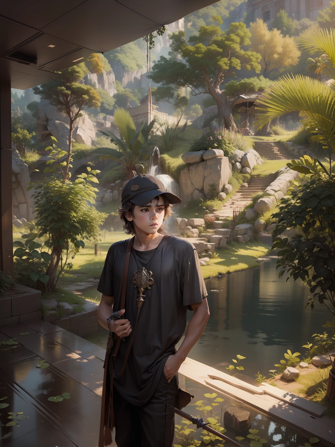 Change background Boy holding sord High-resolution realistic face. 8k ultra realistic