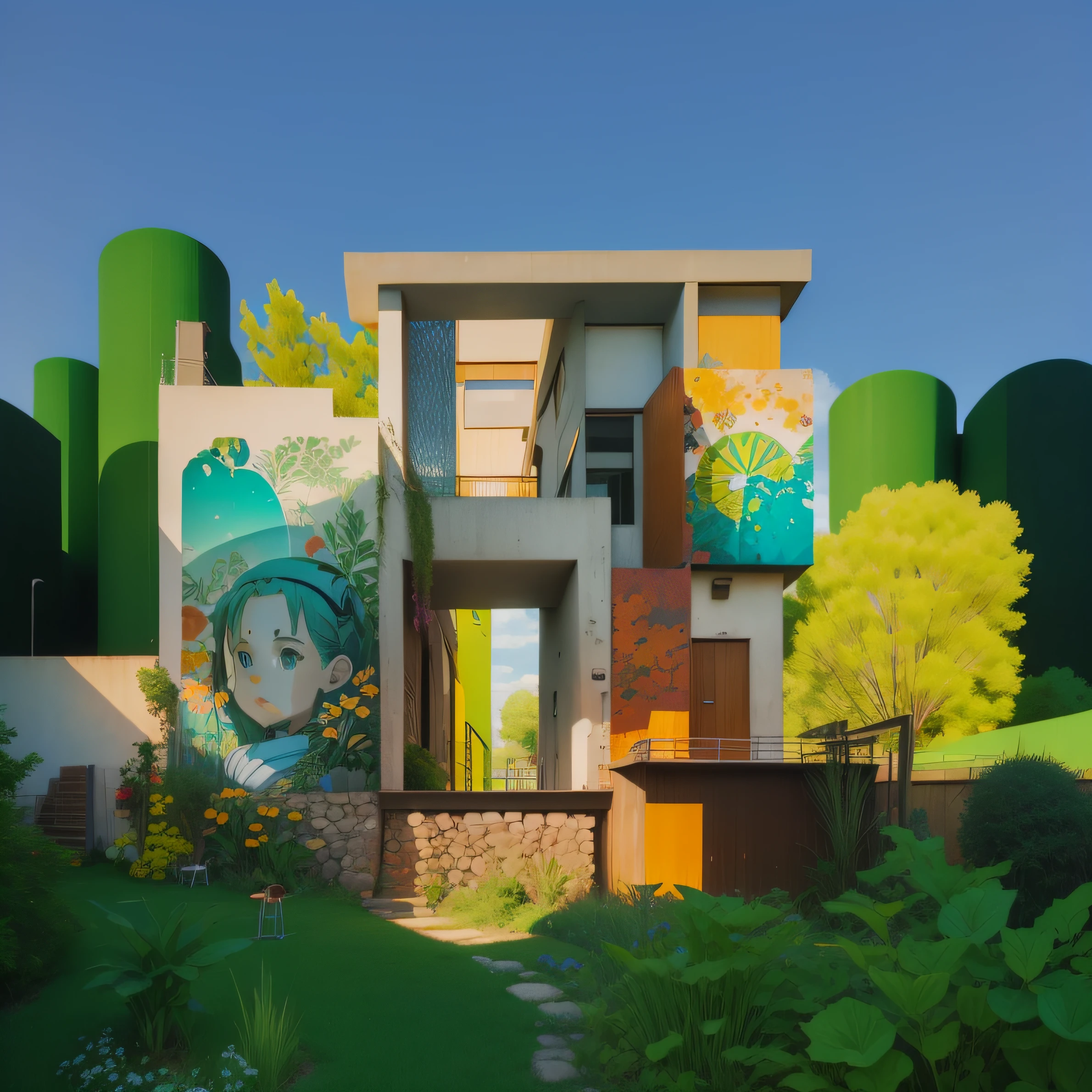 arquitetura | cidade moderna | paz | verde | acabamento lindo detalhado| estilo anime| visual chave| detalhes intrincados| altamente detalhado| breath-taking| vibrante| Panoramic| Savannah| cinemactic| Giz de cera| Griffiths Carne Bovina| Conrado Roset| Ghibli
