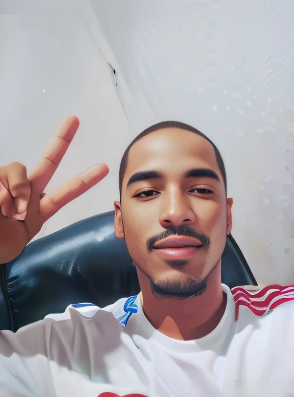 Arafed man sitting in a chair making a peace sign with his hands, Juanmao, 2 3 anos, maximus jacobs, foto do instagram, caio santos, em torno de 1 9 anos, mateus 9 5, 2 2 anos, imagem frontal, taken in the early 2020s, 21 anos, Tiroteio de Sakuga