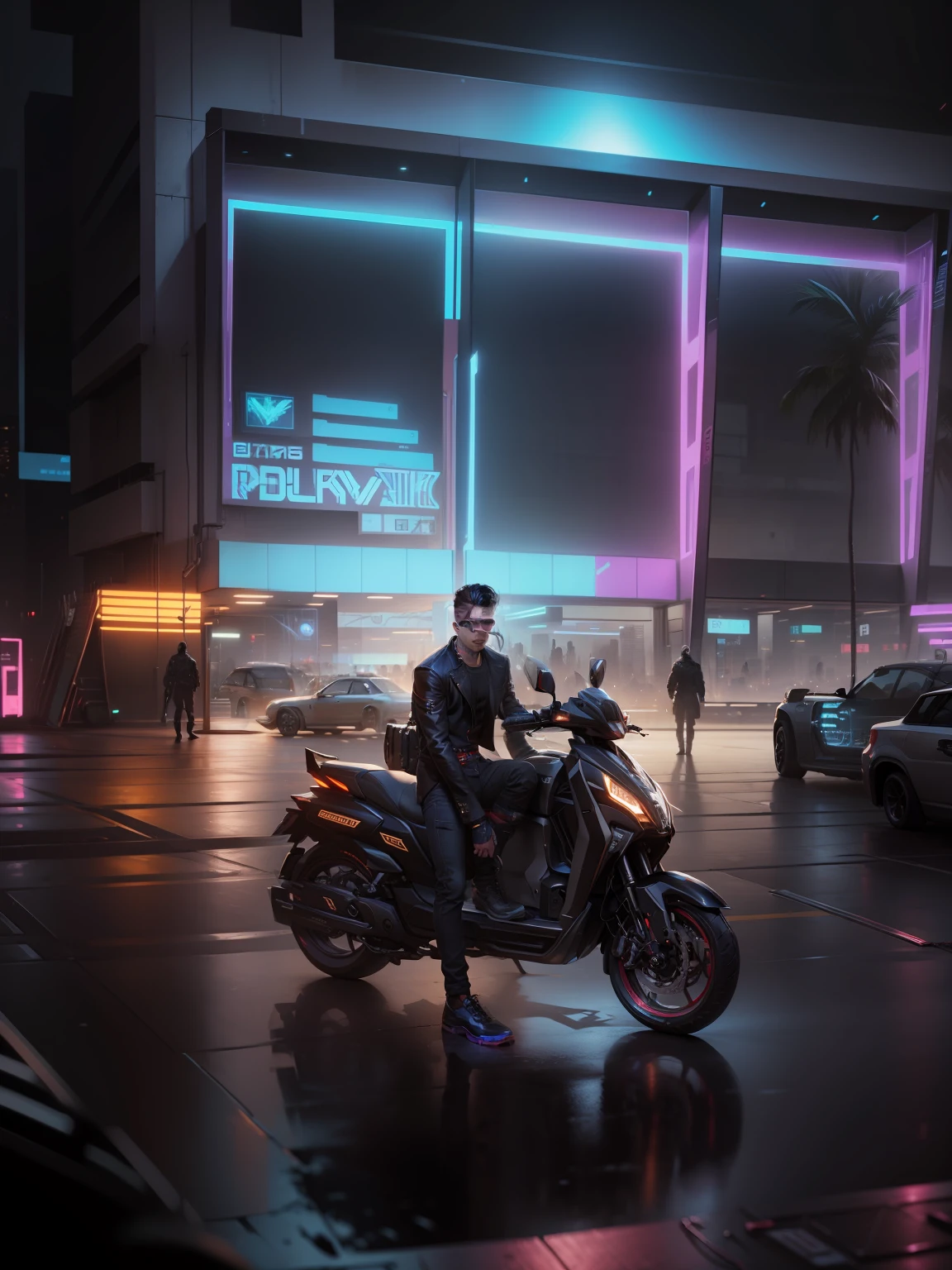 Change background cyberpunk handsome boy realistic face ultra realistic