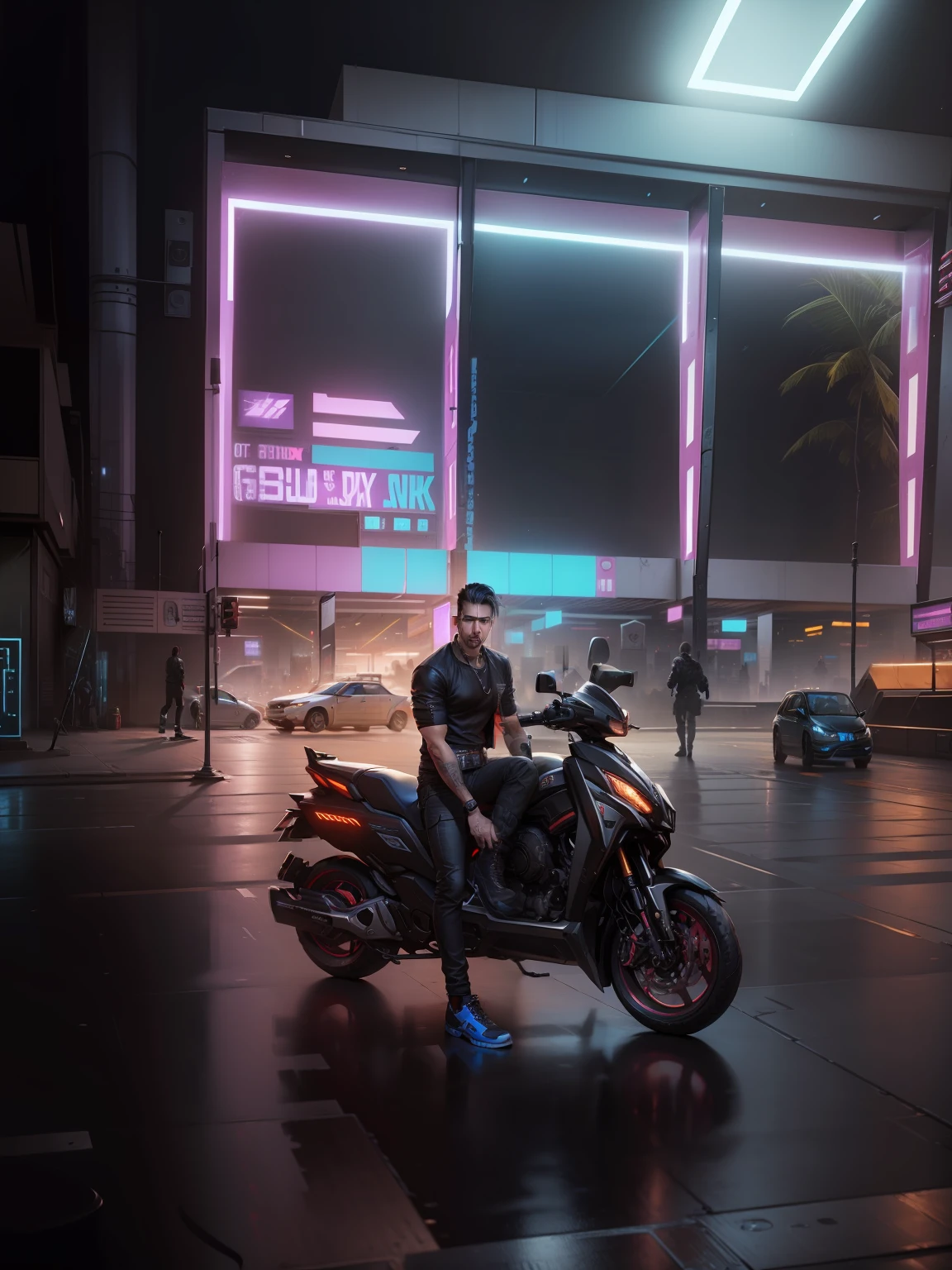Change background cyberpunk handsome boy realistic face ultra realistic