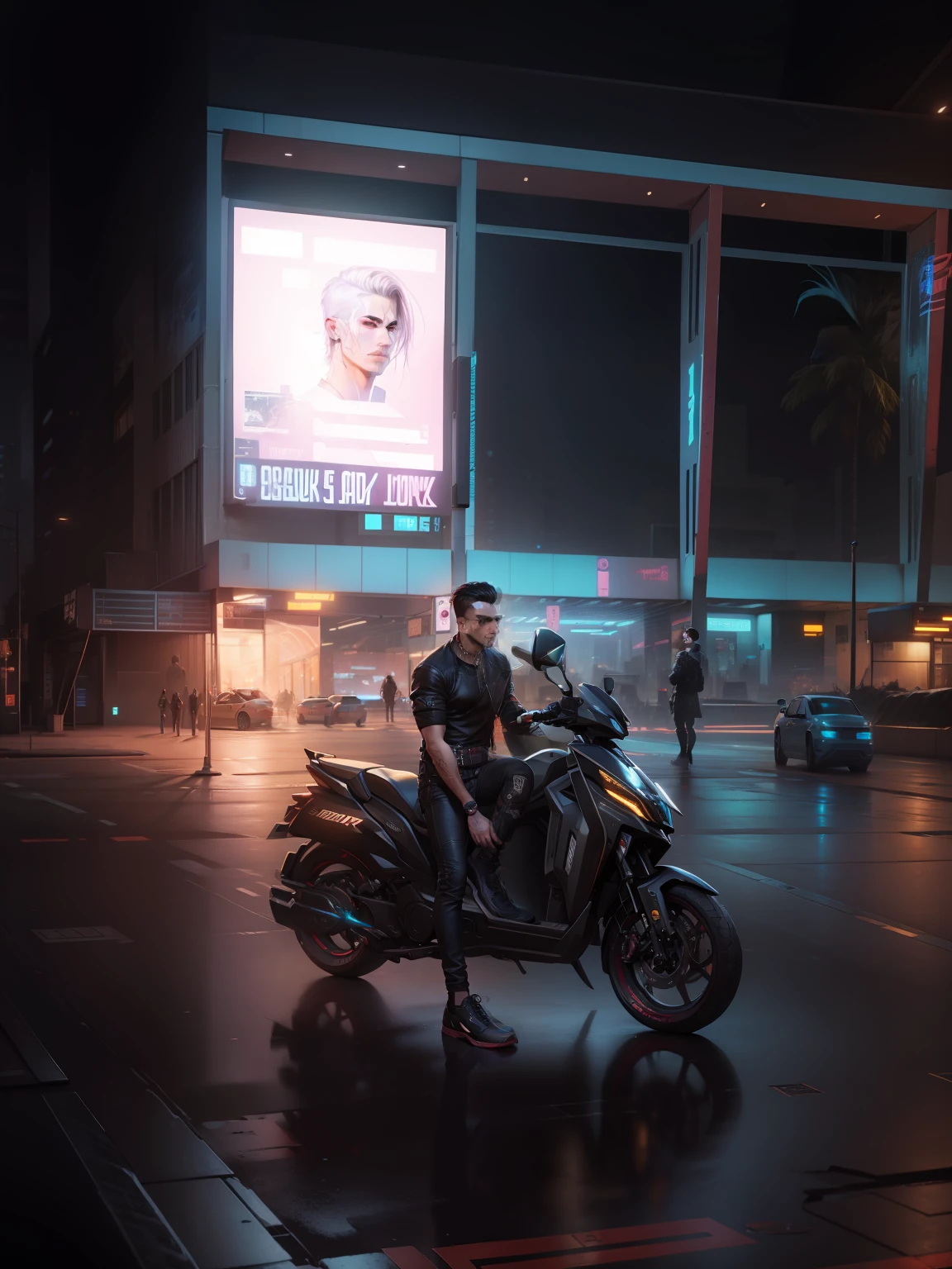Change background cyberpunk handsome boy realistic face ultra realistic