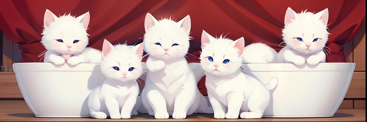 Cute white kittens　The warm