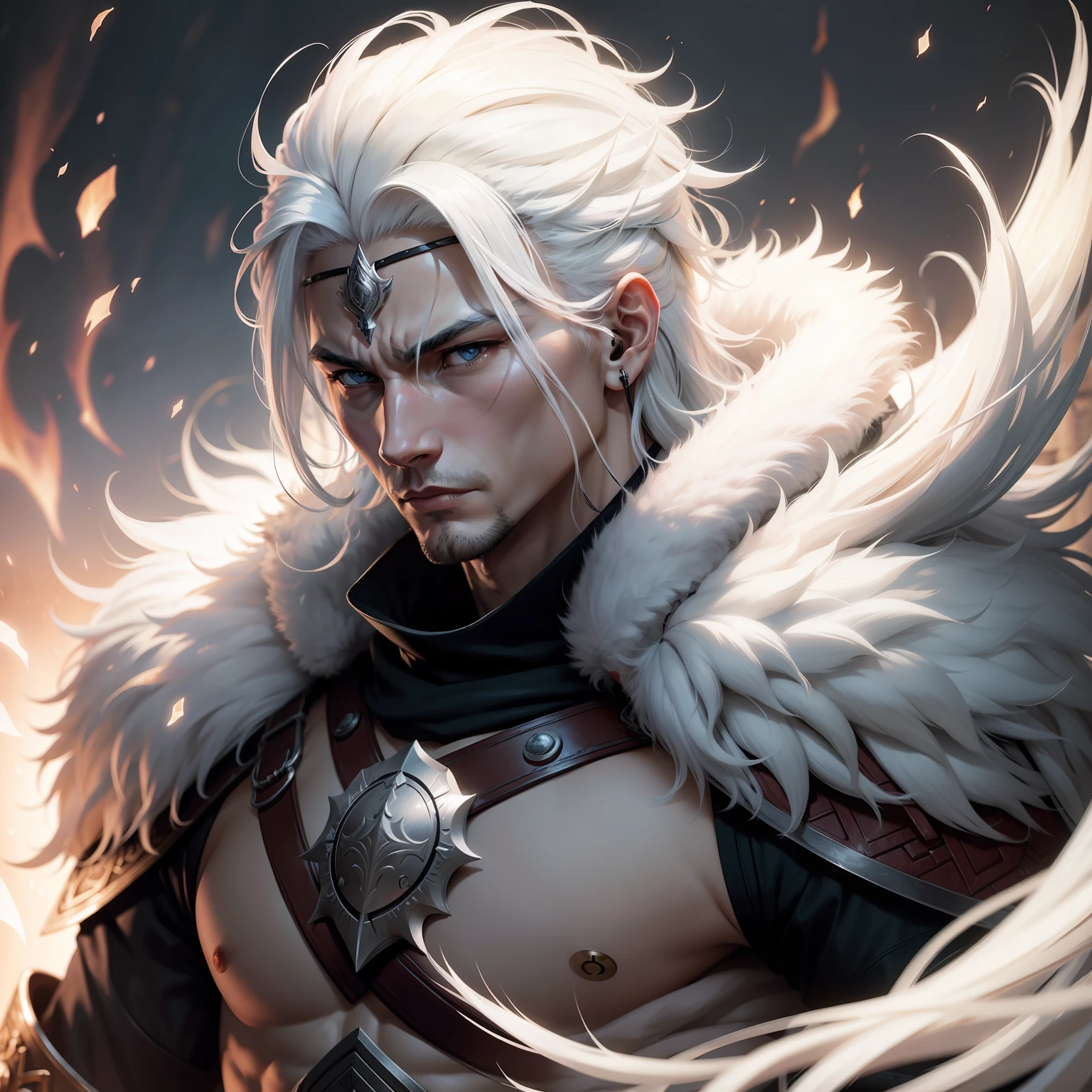 warrior king with white hair