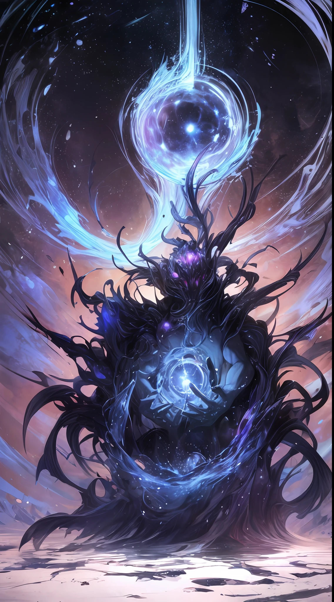 Within the depths of the cosmos, there exists an ancient and enigmatic entity known as the Being of Void. This ethereal being is an embodiment of darkness and emptiness, with an inscrutable nature that defies comprehension. Its formless silhouette seems to draw in all surrounding light, leaving behind an eerie, impenetrable darkness. Though it lacks a discernible physical presence, it radiates an overwhelming aura of power and mystery, leaving those who encounter it with a profound sense of awe and trepidation. It is whispered that the Being of Void holds the secrets of the universe, waiting to reveal its enigmatic purpose to those worthy of its knowledge.