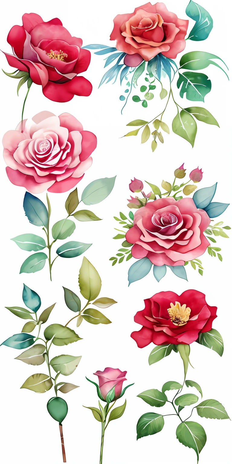 uma pintura de um ramo de flores com folhas e flores, botanic watercolors, flores e folhagens, botanico, botanical art, Rosa-Brambles, rosas decorativas, botanico, algumas rosas, Roses, botanical art, Directed by: Martina Krupičková, inspired by Martina Krupičková, Watercolor illustration, estilo de pintura em aquarela, 2 5 6 x 2 5 6
