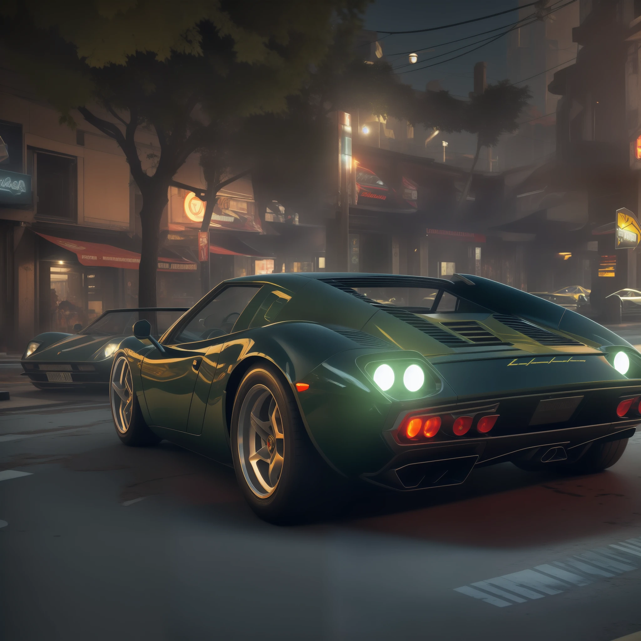 Describe the Cyberpunk 2077-style Lamborghini Miura with stunning and realistic graphics quality. Every detail of the body is meticulously rendered, with sharp reflections and incredibly detailed textures, highlighting the futuristic style of the vehicle.
Create the image of the Lamborghini Miura in the nighttime setting of a cyberpunk city, with tall, shiny buildings that reflect off the surfaces of the car. As luzes neon, flashers create a vibrant and dynamic atmosphere around the vehicle, accentuating its imposing presence.
Imagine o Lamborghini Miura em movimento, with the ability to show off his incredible performance and mind-blowing speed. The physics of the car are simulated accurately, with every turn and acceleration conveying a sense of realism and adrenaline to the players.
Descreva o interior do Lamborghini Miura com detalhes impressionantes, como um painel de controle totalmente funcional, assentos de couro meticulosamente texturizados e um sistema de som imersivo que reproduz o ronco poderoso do motor do carro. Dynamic lighting effects add an extra layer of realism, Creating a truly immersive driving experience.