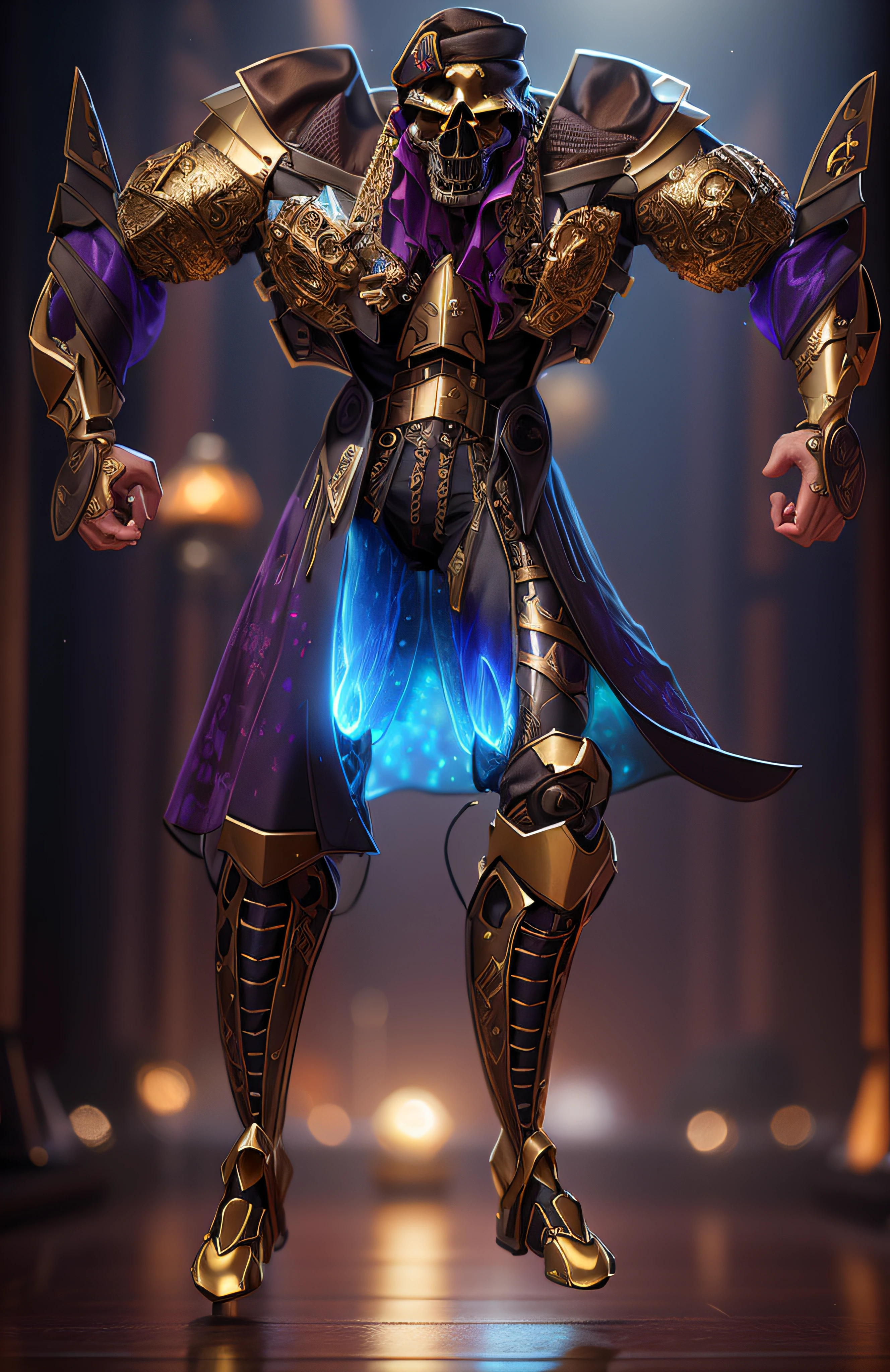 The sinister depiction of a skull-themed pirate, cor bege e bronze: preto e bege com ouro e diamantes e esmeraldas e rubis, pele feita de neon amarelo, 3D-rendering, Hyper-realistic graphics, 3D-rendering, 8k, NVIDIA, RTX 4090 | | | | | | | | | | | | | | | | | | |, ray tracing, Bokeh, Galaxy scenery,