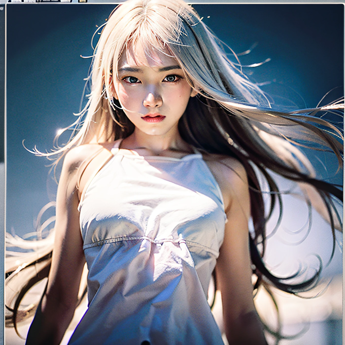best qualtiy， tmasterpiece， 超A high resolution， full bodyesbian（Realistis：1.5）， Artistically， RAW photogr， 动态照明， A high resolution， Sharp focus， depth of fields，1girl， Medium chest， tmasterpiece， Best quality at best， ultra-detailliert， illustratio， white color hair，Super detailed face， face with high quality， The upper part of the body，Fight，bleed，torn outfit，short sword