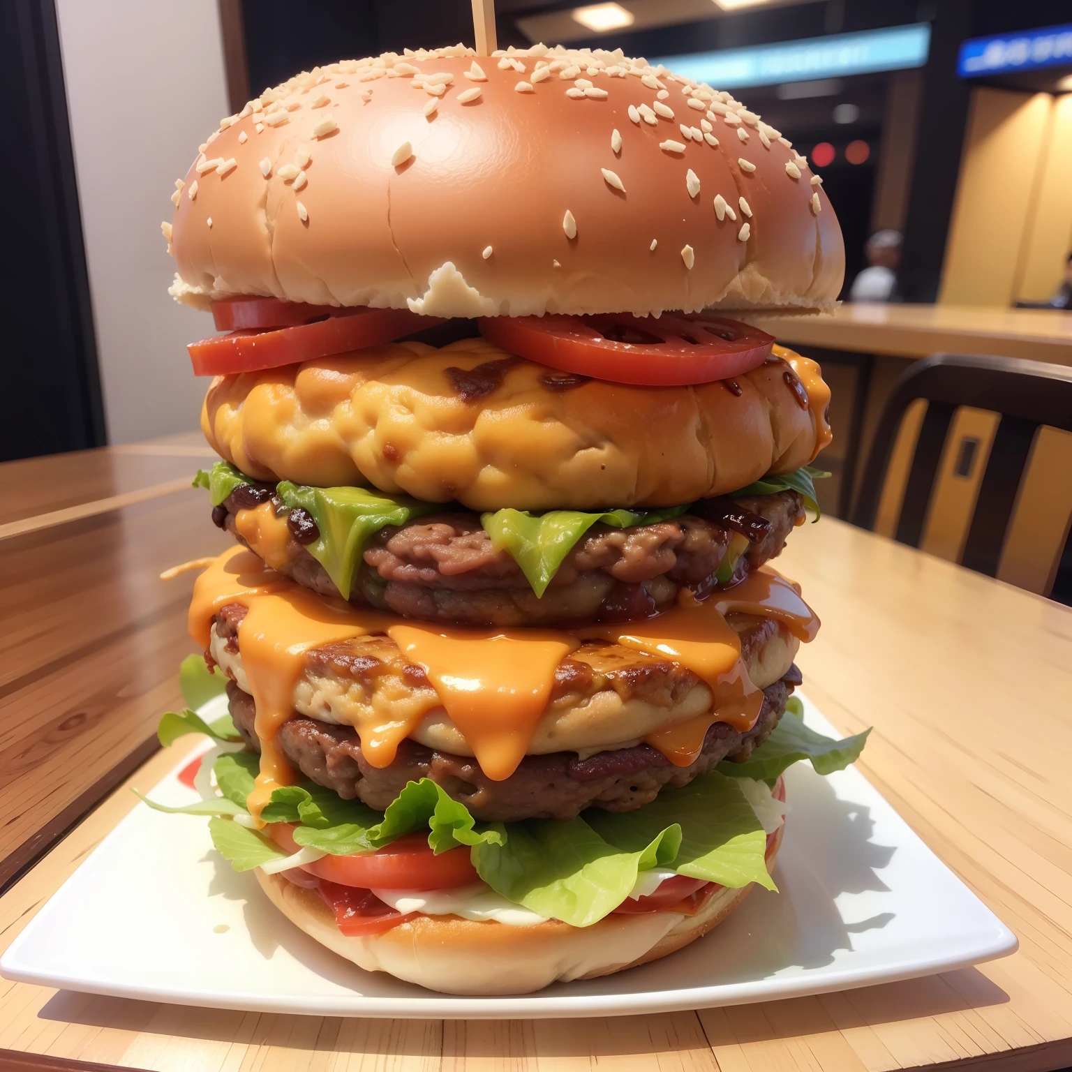 Giant burger、It looks delicious、Juicy、top-quality　​masterpiece　超A high resolution