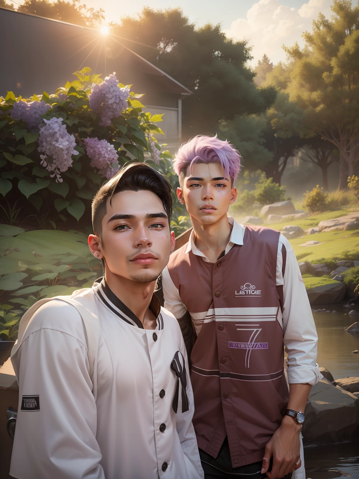 Tumblr male influencer, teen, Asian, Brazilian, lilac hair realistic face