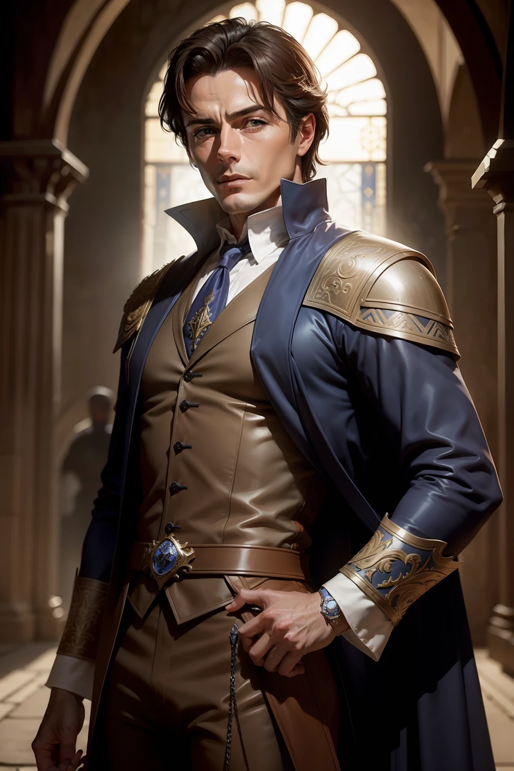 Alain Delon como um personagem de RPG de fantasia medieval