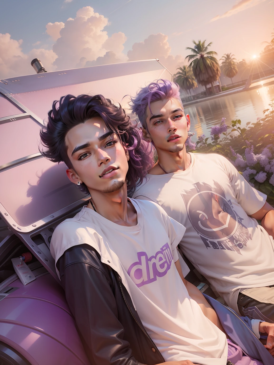 Tumblr male influencer, , Asian, Brazilian, lilac hair realistic face