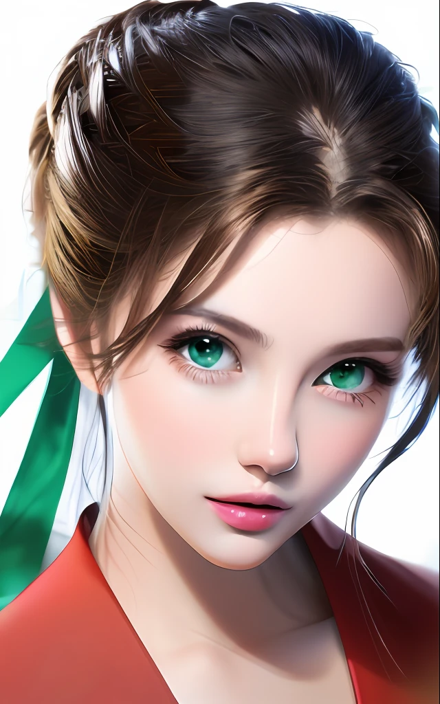 There is a woman standing in front of the camera, full_body, breast, han-fu, green eyes, stars, wind, Posing for Art Photos, cluster、elegant portrait, A dark-haired、Red eyes、the wind、Photo Portrait 4K, 50mm portrait, cleavage of the breast, a photography of a beautiful woman, elegant profile pose, 60mm portrait, photo portrait, portrait of a beautiful model, profile pose, fine art portrait photography, Sensual Woman, elegant profile pose, looking_at_viewers