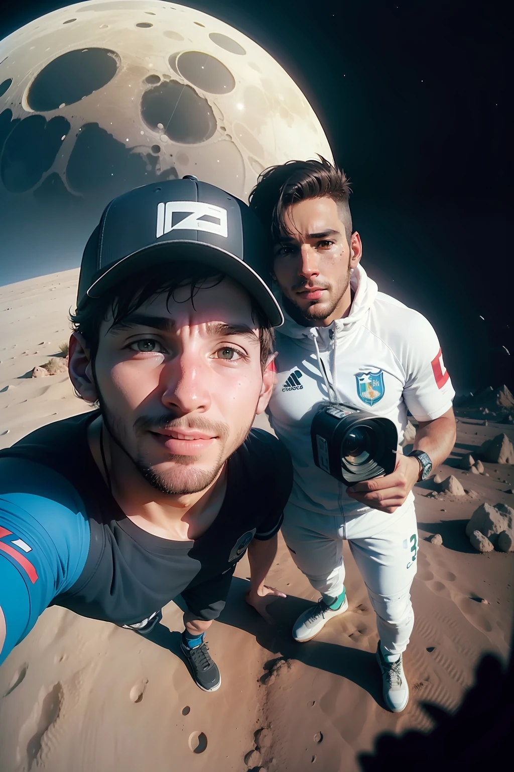 photo of Tiquinho Soares together with Messi on the moon that was taken by a gopro