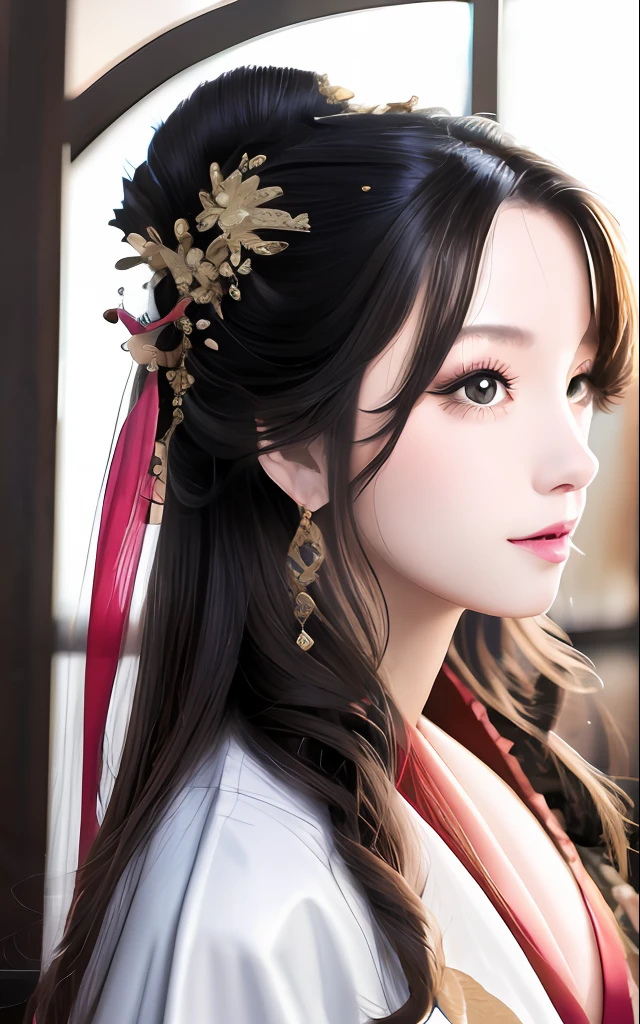 Woman standing in front of camera, shoulder、Full body photo、full_Body, breastsout, hanfu, Brown eyes, Stars, Wind, Pose for Art Photo, cluster、elegant portrait, a blond、the wind、Photo Portrait 4K, 50mm portrait, cleavage of the breast, a photography of a beautiful woman, elegant profile pose, 60mm portrait, photo portrait, portrait of a beautiful model, profile pose, fine art portrait photography, Sensual Woman, elegant profile pose, up looking_で_Viewers