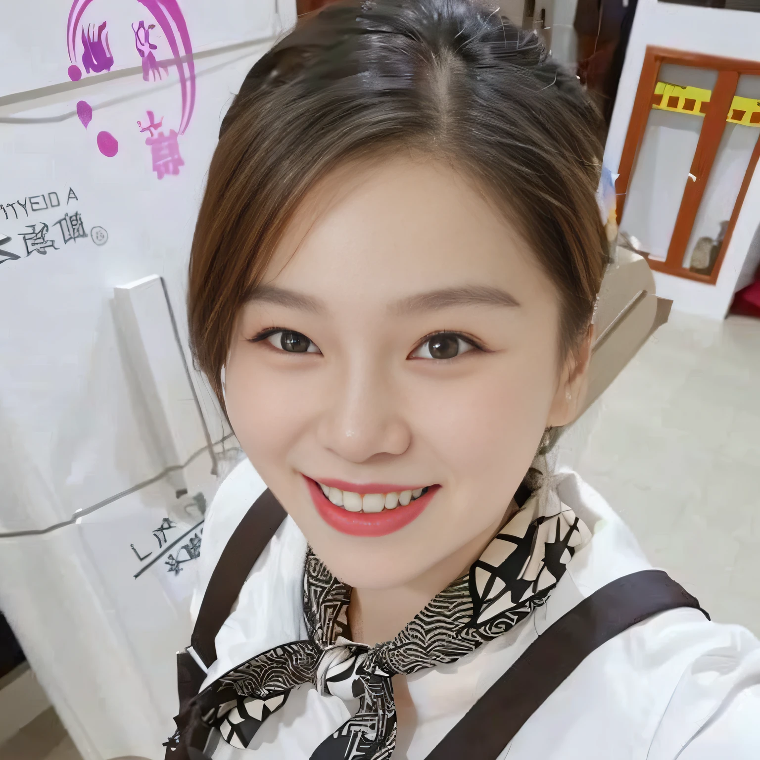 There was a woman smiling with a tie, xintong chen, jinyiwei, zeng fanzh, Li Zixin, wenfei ye, Yun Ling, 8k selfie photograph, Zhang Pengzhen, 3 0 years old woman, 30 year-old woman, Lovely woman, Xianxia, zmonzheng, xision wu