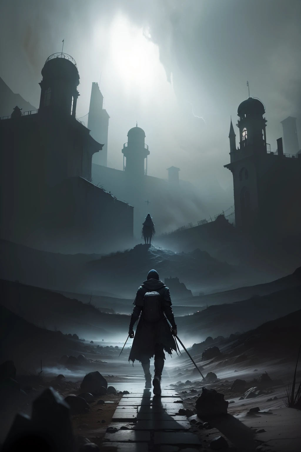 obra-prima, 4k, foco nítido, alta qualidade, tiro amplo, Imagine a world where darkness and cold have taken over, and you find yourself in the depths of the nine layers of hell. As paisagens outrora vibrantes agora se tornaram terrenos baldios desolados cheios de sofrimento sem fim. The skies are obscured by a thick mist, and the only sounds you hear are the screams of the damned. As you progress through the levels, you meet demons and tormentors, each determined to keep you from escaping their clutches. You can survive the horrors of each layer and find a way out of this dark and cold hellscape?
 INFO