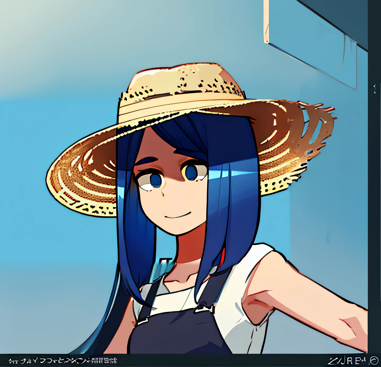Anime girl with blue hair wearing a straw hat and a red dress, imagem do avatar, 2 d estilo anime, with straw hat, anime estilizado, sombreamento estilo anime plano, anime estilizado, cel - estilo de arte sombreado, em estilo anime, 2d icon, em estilo anime, personagem estilo anime, Estilo Cel-shading, Waifu, Loli, vivia