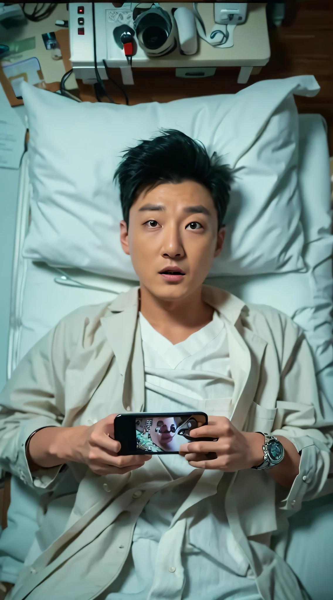 Homem em uma cama de hospital segurando um celular, Hyung Tae, TaeJune Kim, Artista coreano, Sul Coreano Masculino, Hong June Hyung, Hyung Tae Kim, Jaeyeon Nam, Hyung-tae Kim, Hyung - Tae Kim, Sangsoo Jeong, Paulo Kwon, Cai Xukun, Jung Gi Kim, inspirado em Joong Keun Lee, er drama --auto