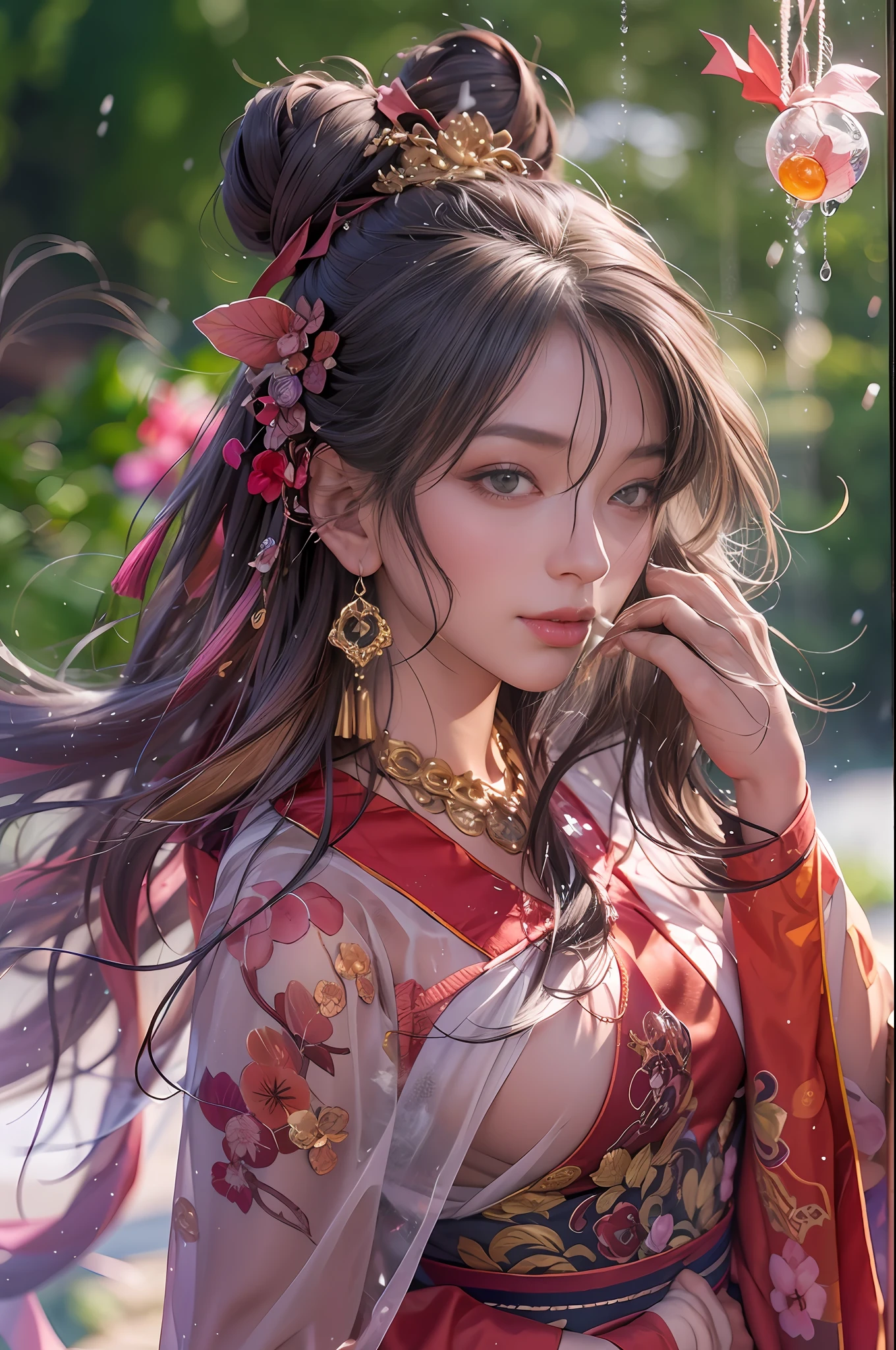 Gilded Chinese Palace,Look at viewers,depth of fields,bokeh dof,light falling,((A MILF))、Pregnant Woman、Red dress
See-through underwear、one girls、Red Shirt、a black skirt、huge-breasted、
Brown-eyed、(The long-haired、A dark-haired、Very straight hair:1.4、hime-cut:1.4)、Earring Necklace、pouty、
a picture、​masterpiece、top-quality、nffsw、hight resolution、realistic detail、glistning skin、mature figure、Plump body、voluptuous breasts、perfect bodies、Wide waist、colourfull、looking at the viewers、hyper realisitic、from the front side、watercolor paiting、Traditional Media、(chromatic abberation、intricate detailes)、dynamicposes、dynamic ungle、
40k、nffsw、Hi-Res、Angle from below、ancient Chinese costume、Ancient Chinese style hairstyle、up hairstyle、Wearing white silk cloth all over the body、（Close up of raindrops in the air, Capturing the world with raindrops, Distorted reflections, Refracted light, Microcosm within each droplet, Miniature landscape, Inverted image, ethereal beauty, suspended moments, Translucent sphere, Distorted reality, kaleidoscopic views, Natural Lenses, A glimpse of a moment, World of Miniature, Raindrop Symphony, Natural interoperability, 1girl in
, masutepiece, (Dynamic Angle:1.2)）