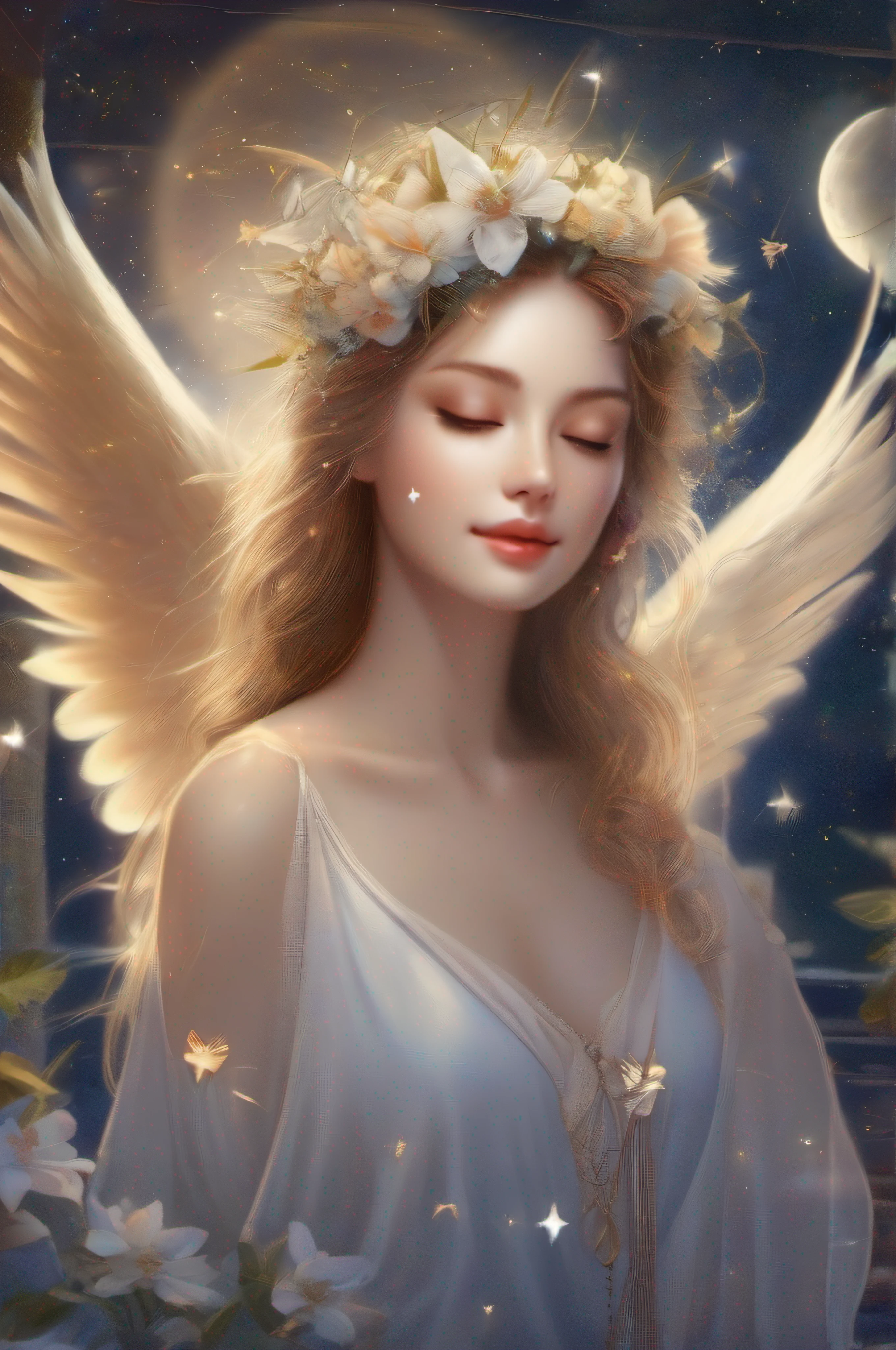 Beautiful Angel、fullmoon、Twinkle light、a smile、Healed by the light of the moon、Moonshine bath、A meditative、blissful、Thanks、tenderness