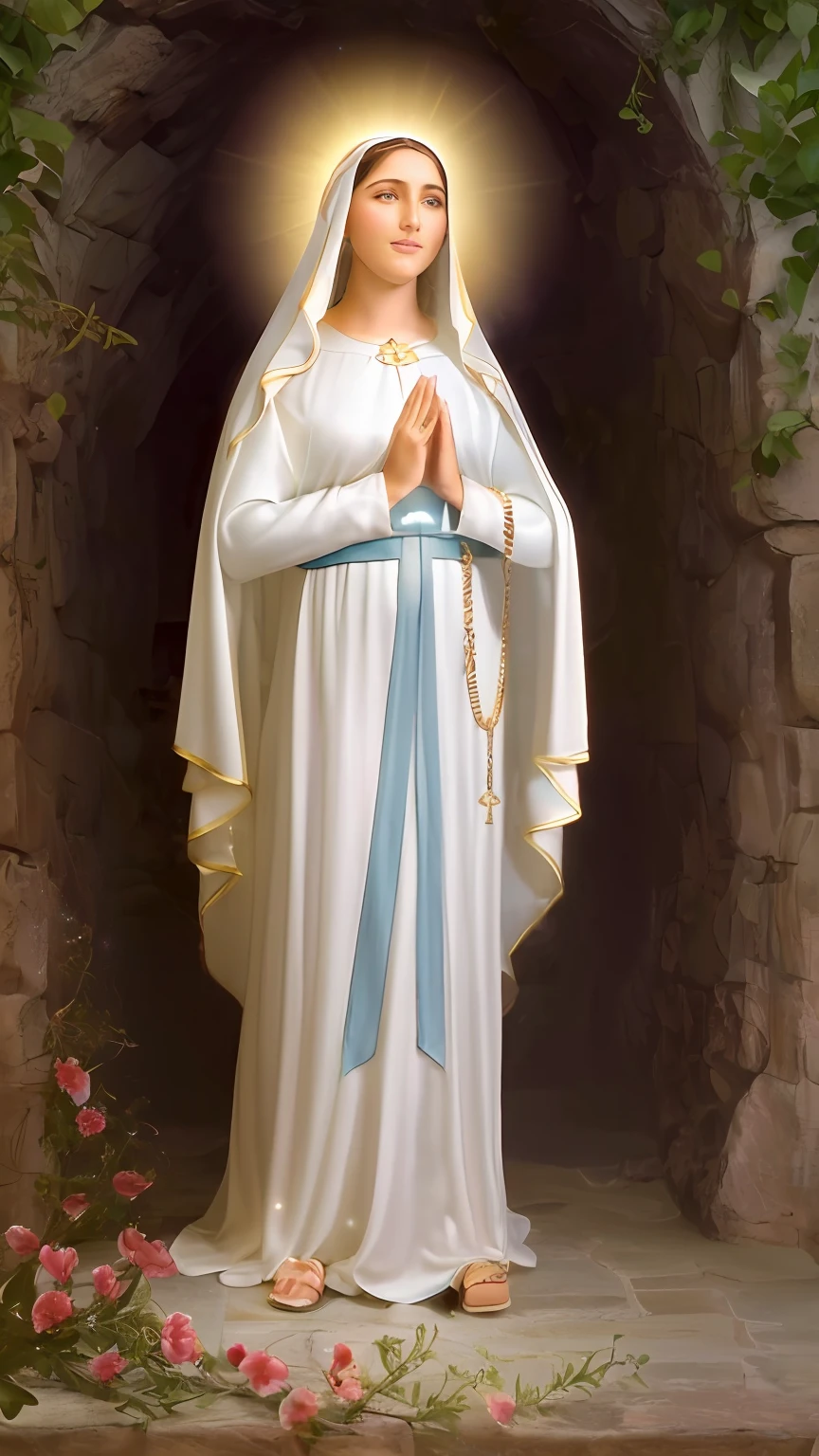 (((Blessed Virgin Mary))) Obra maestra, (La mejor calidad: 1.2), (super fine: 1.2), illustration, (extremadamente delicado y hermoso: 1.2), movie angle, flotante, (Hermoso ojo de detalle: 1.1), (detalle luz: 1.1), Movie Lights, Cielo delicado, ojos azules, (Cola de caballo alta: 1.1), capa, ojuelos, (luna: 1. 2), (Luz de la luna: 1.1), cielo estrellado, (light particles: 1.1) dibujo, flor. (Obra maestra), (La mejor calidad), (fotorrealista:1.3), 8k, Textura detallada de la piel, Textura detallada de la tela, Hermosa cara detallada, Detalles intrincados, Ultra detallado (cuerpo de cuerpo entero:1.2)