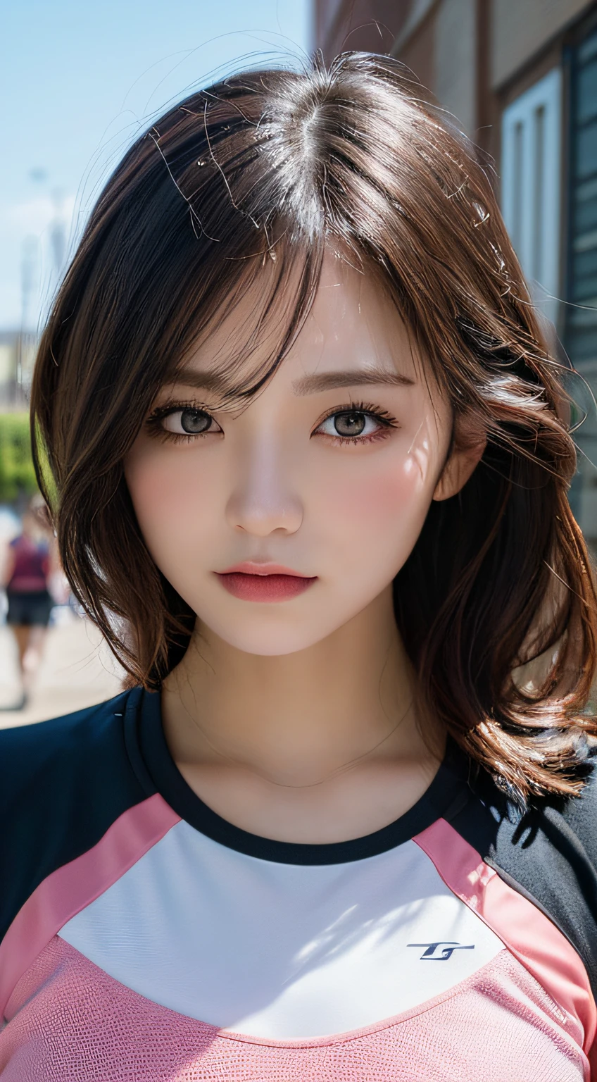 masutepiece, Best Quality, Illustration, Ultra-detailed, finely detail, hight resolution, 8K Wallpaper, Perfect dynamic composition, Beautiful detailed eyes, fitness wear, Natural color lip,