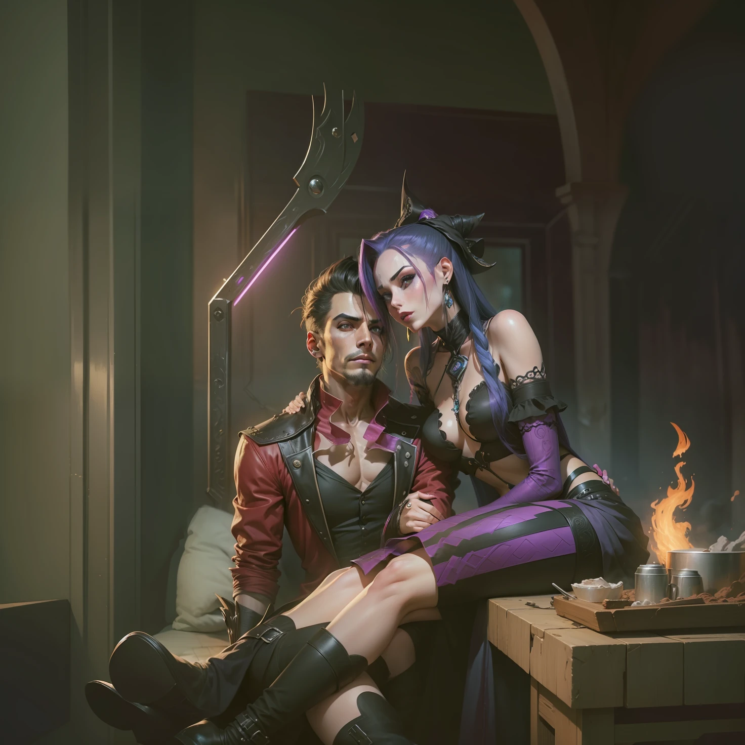 Jinx de Arcane. Um homem com uma cicatriz no rosto. Jinx, Arcane