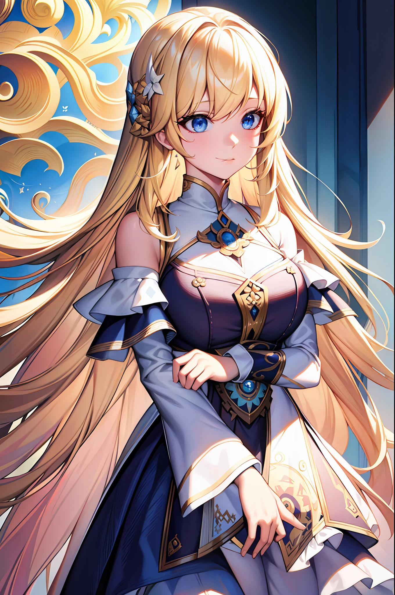 blond hairbl,Royal sister,jofficialart,unity8kwallpaper,ultradetailed,beautifulandaesthetic,masterpiece,bestquality,(zentangle,mandala,tangle,entangle),(fractalart:1.3),(1girl:1.1),extremelydetailed,dynamicangle,cowboyshot,themostbeautifulformofchaos,elegant,abrutalistdesigned,vividcolours,romanticism,byjamesjean,robydwiantono,rosstran,francisbacon,michalmraz,adrianghenie,petracortright,gerhardrichter,takatoyamamoto,ashleywood,atmospheric,ecstasyofmusicalnotes,streamingmusicalnotesvisible