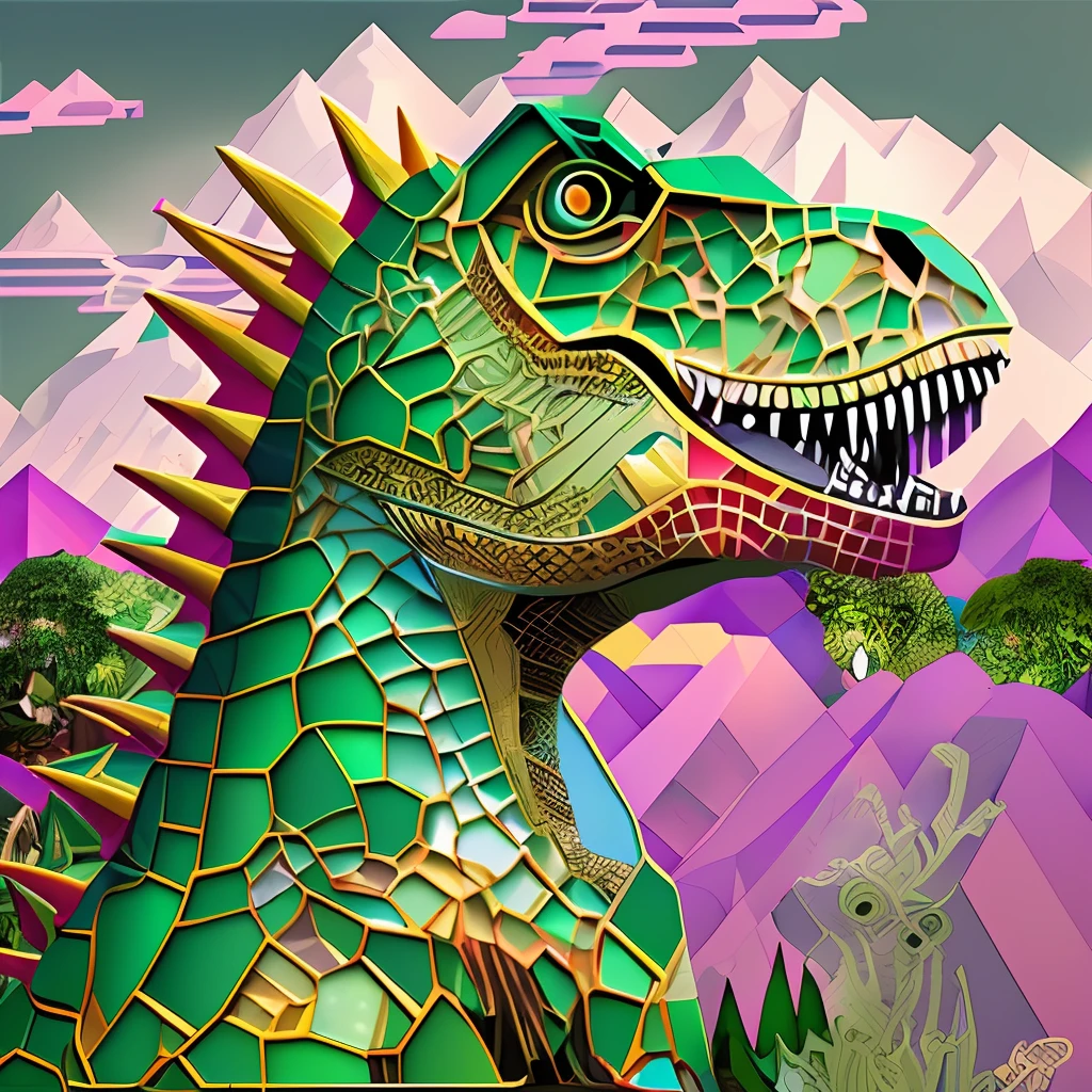 The Dinosaur with the pearl Earring 00 --ar 9:16 --chaos 15 --version 5.2 mdjrny-pprct, arquitectura china, jardines, Mountains and rivers, nubes, (alto detalle: 1.2) --s 2