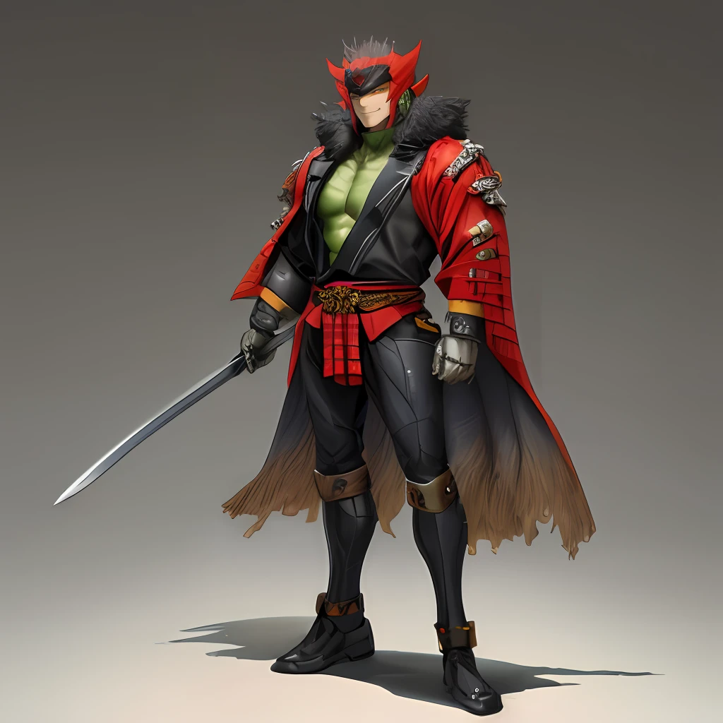 Strong-willed、sharp eye、Cartoonish smile、Crimson hair、Looking straight to the future。