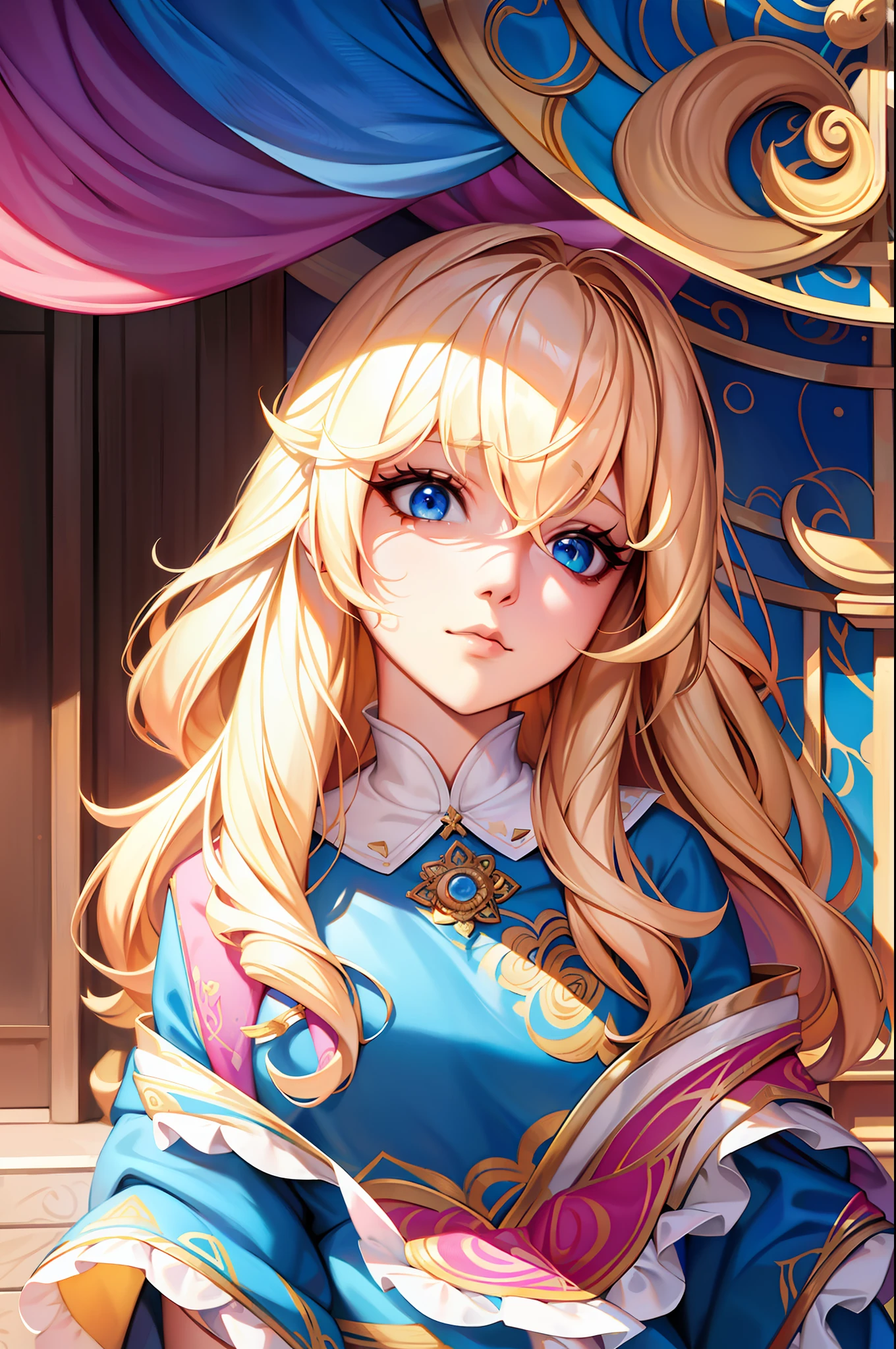 blond hairbl,Royal sister,jofficialart,unity8kwallpaper,ultradetailed,beautifulandaesthetic,masterpiece,bestquality,(zentangle,mandala,tangle,entangle),(fractalart:1.3),(1girl:1.1),extremelydetailed,dynamicangle,cowboyshot,themostbeautifulformofchaos,elegant,abrutalistdesigned,vividcolours,romanticism,byjamesjean,robydwiantono,rosstran,francisbacon,michalmraz,adrianghenie,petracortright,gerhardrichter,takatoyamamoto,ashleywood,atmospheric,ecstasyofmusicalnotes,streamingmusicalnotesvisible