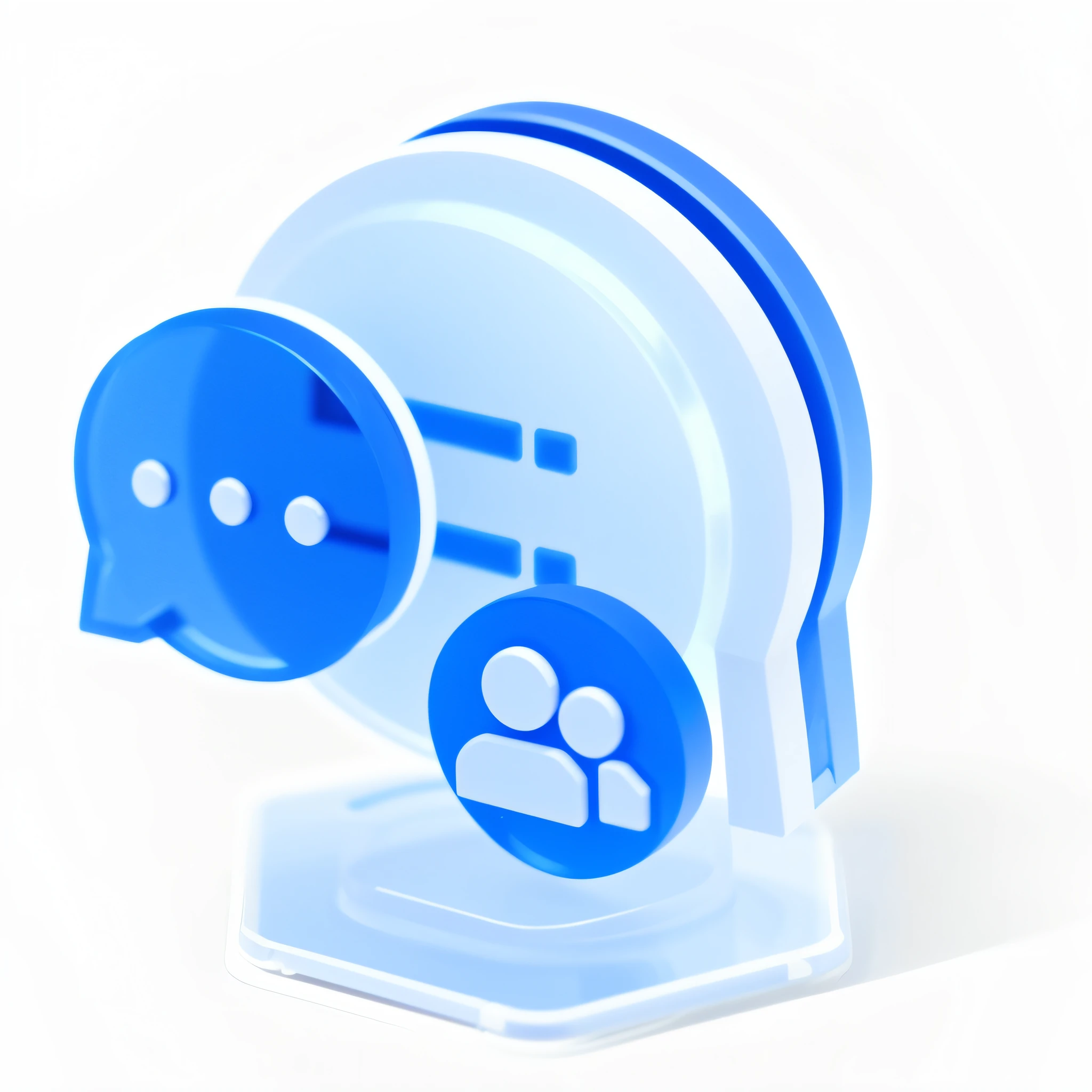 There is a blue and white object,Blue face, pictogram, product introduction photos, depicted as a 3 d render, advertisement picture, icon style, no gradien, computer render, Single image, high quality image”, 3 d icon for mobile game, bottom angles, icon for an ai app, corporate phone app icon, gameicon