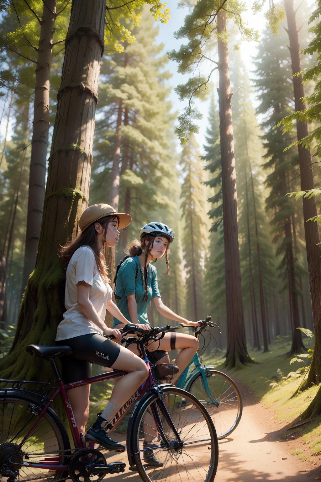 Friends of Lelea bikes leaning against trees in the forest.